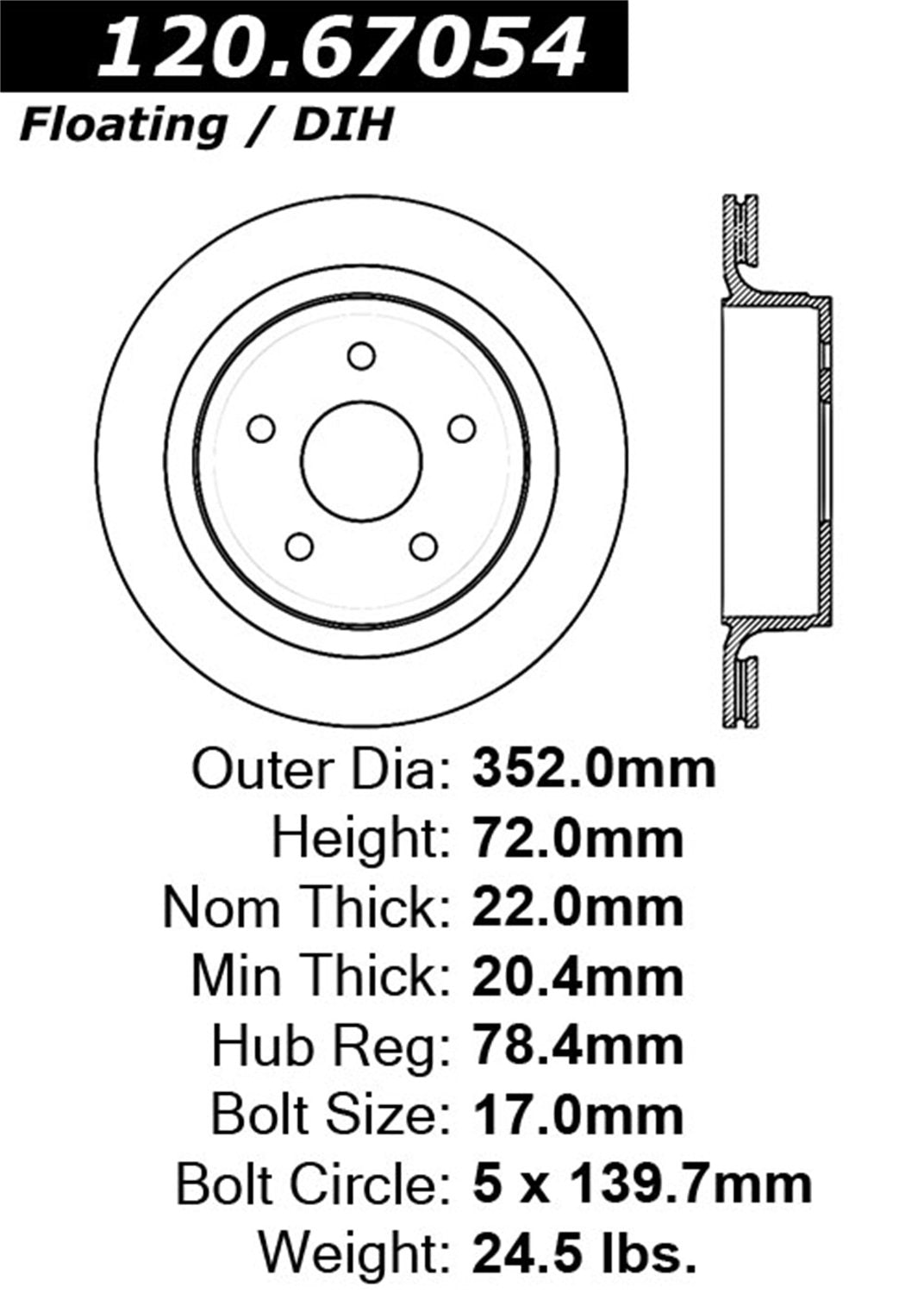 Rear Right StopTech 128.67054R Sport Cross Drilled Brake Rotor