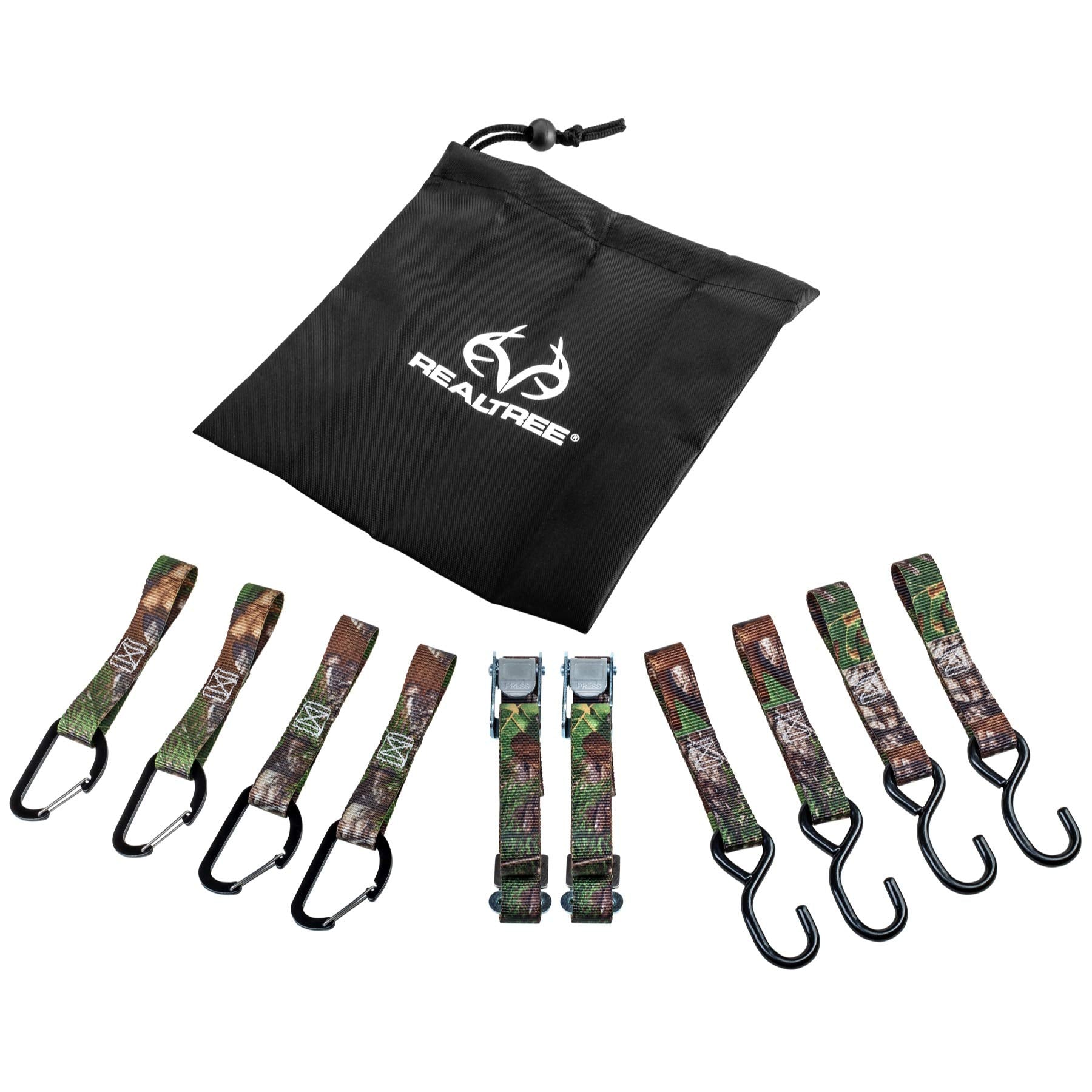 Camo Gear Realtree Hanger Tree Strap, 8 Movable Metal Hooks, Hunting, Camping - 240313