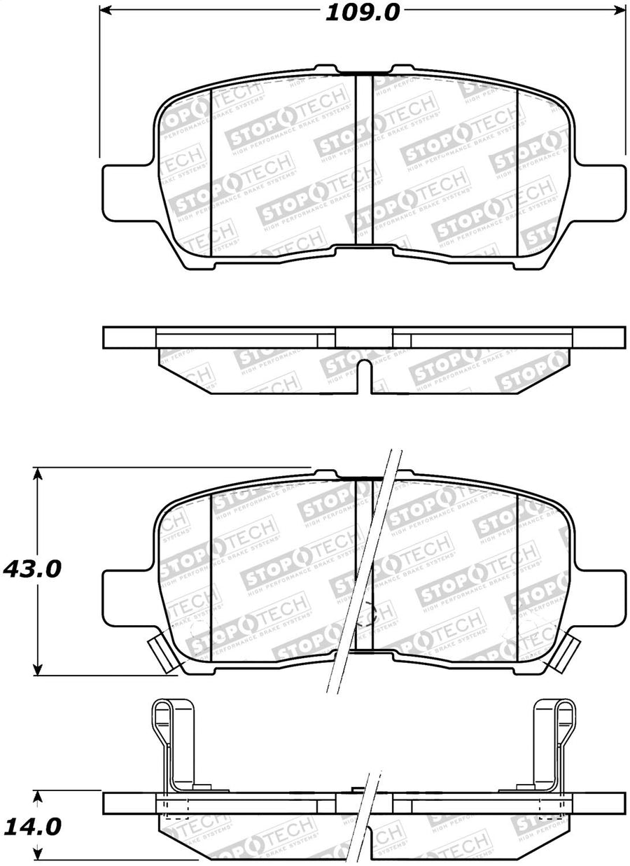 Rear StopTech 308.09990 Brake Pads with Shims and Hardware