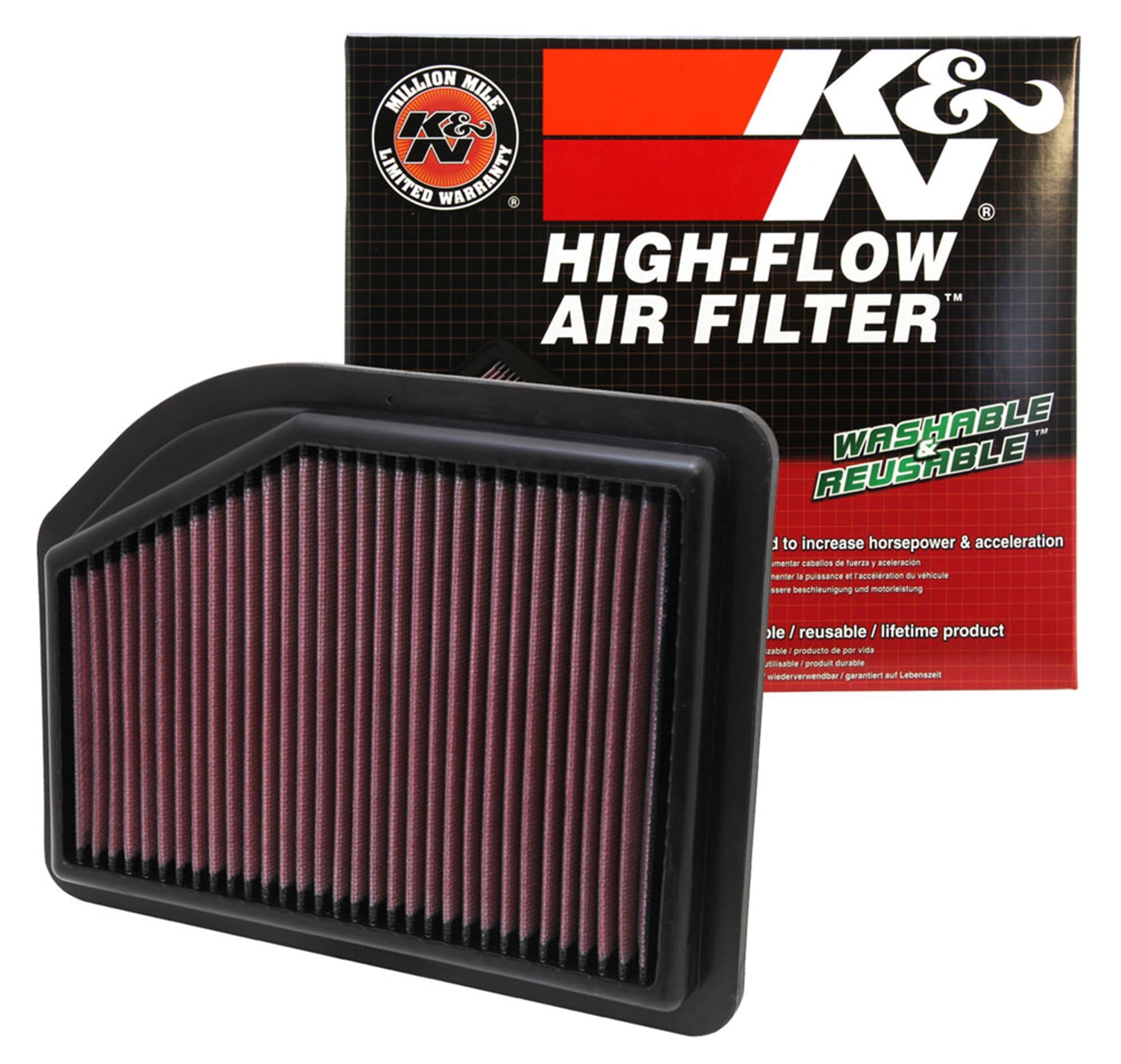 K&N High-Flow Engine Air Filter Original Lifetime: Increase Power: Premium, Washable: Compatible with 2012-2014 Honda: CR-V, 33-2477