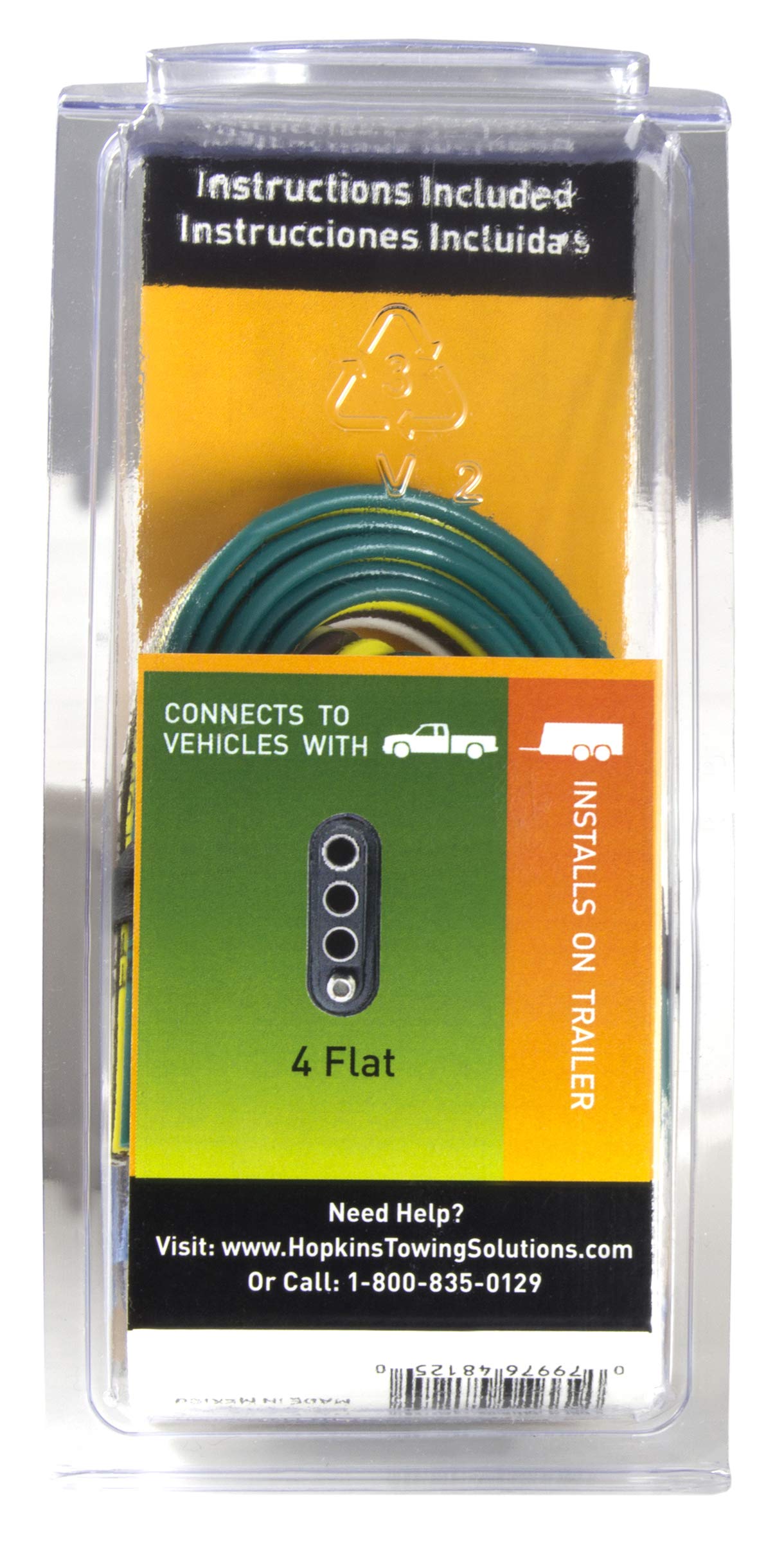 4-Wire Flat Trailer End Kit Hopkins - 48" Wires
