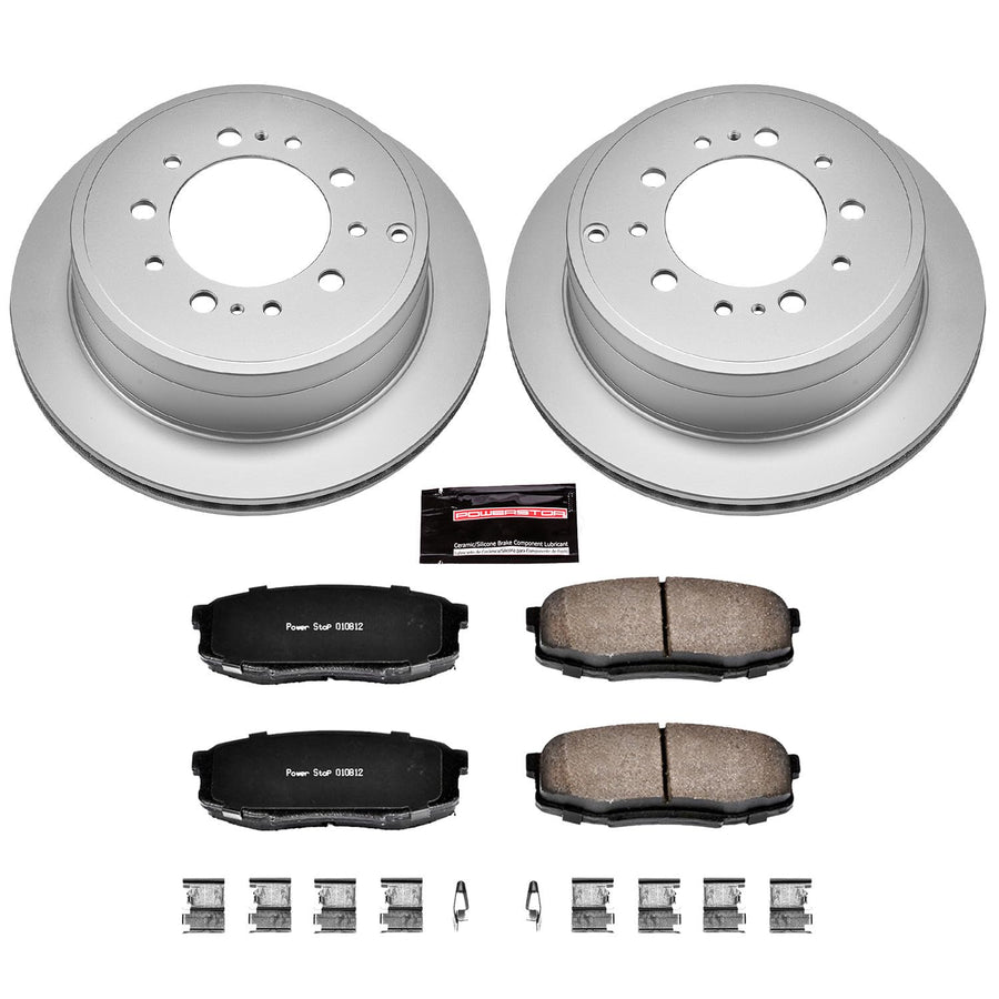 Power Stop CRK3073 Brake Rotor Coated & Ceramic Brake Pads- rear For Lexus LX570, Lexus LX570, Toyota Land Cruiser, Toyota Land Cruiser, Toyota Sequoia, Toyota Tundra [Model Specific]