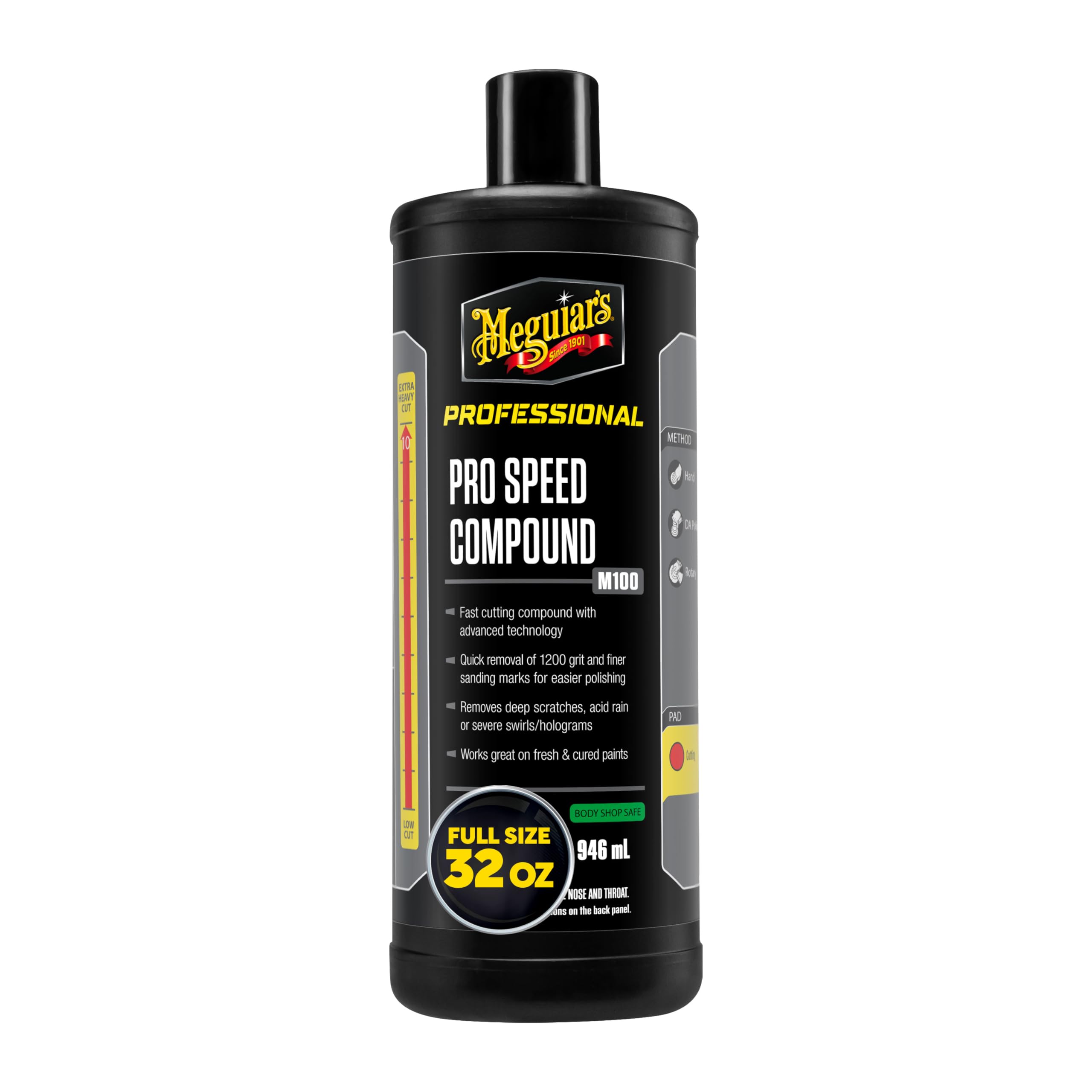 Pro Speed Compound Meguiar's M10032 - Fast-Cutting Compound for Heavy Scratch and Swirl Removal - Professional Car Polish - Compound That Removes up to 1200 Grit Sanding Marks, 32 Oz