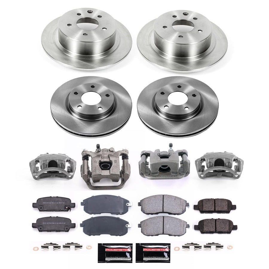 Power Stop KCOE8359 Stock Replacement Brake Pads and Rotors Kit with Calipers Front and Rear For Nissan Sentra 2019 [Application Specific]