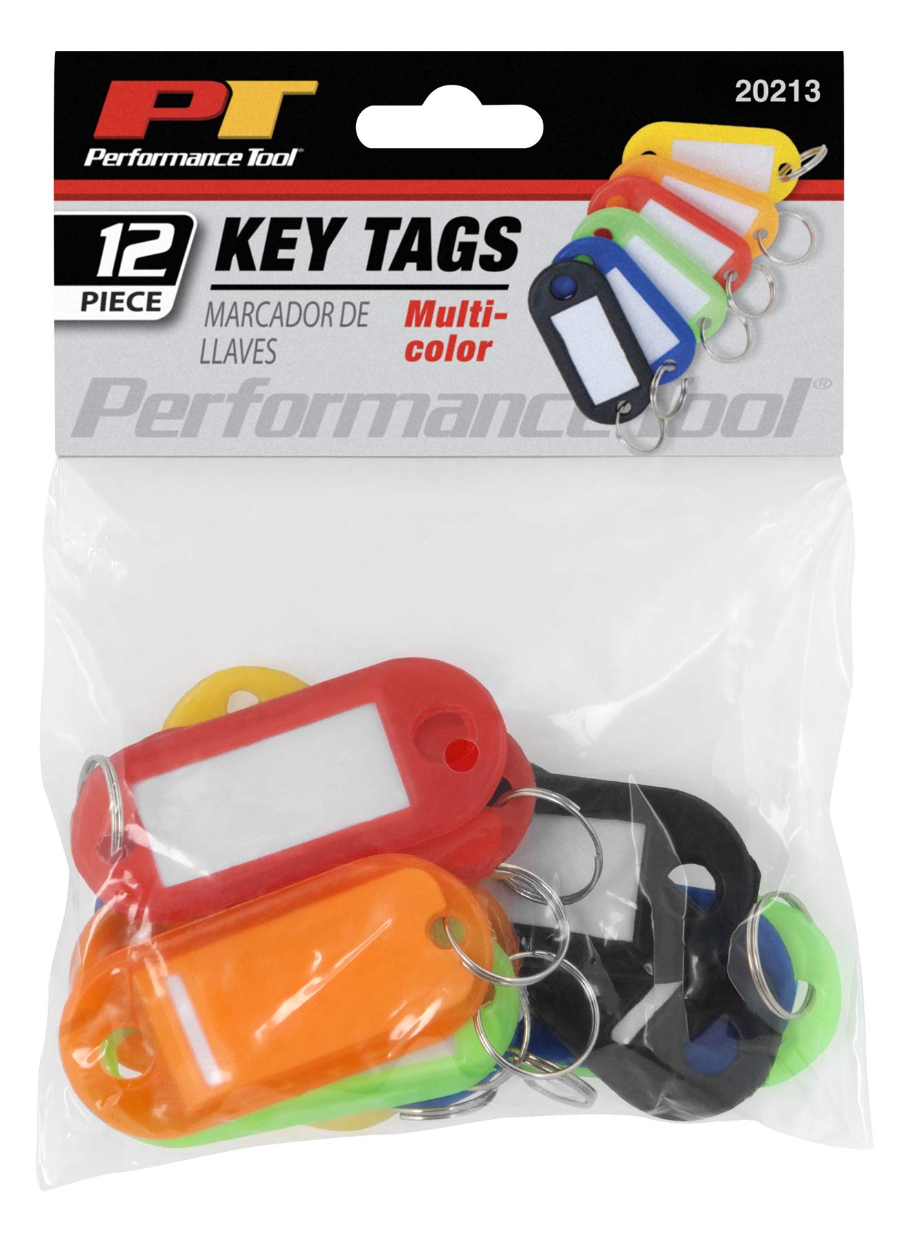 Color-Coded Performance Tool Keychain Tags with Label Inserts and Split Keyring - Pack of 12 for Easy Identification of Keys in Six Colors