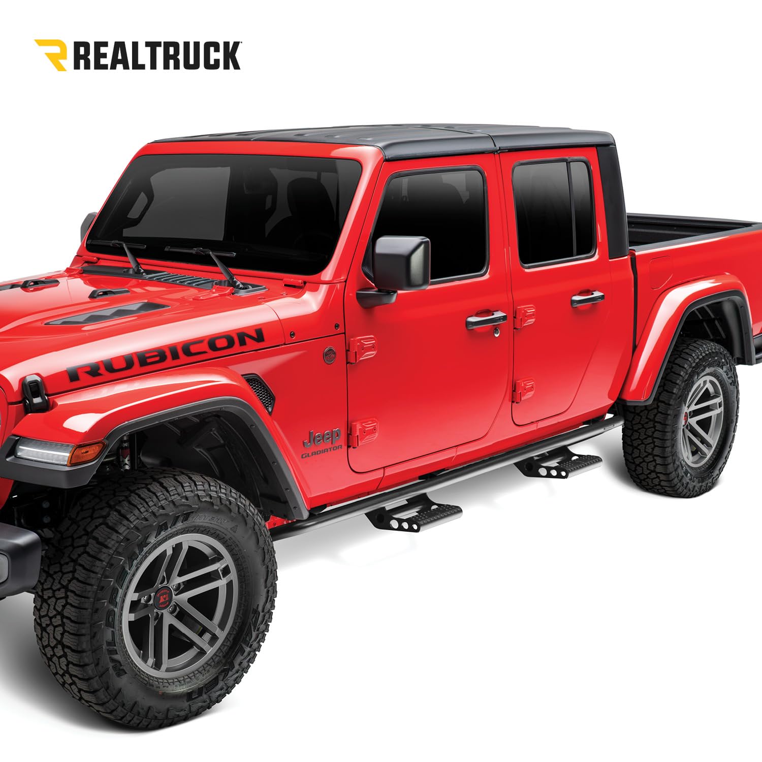 RKR Step System RealTruck for Jeep Gladiator JT | Cab Length, Tubular Steel, Textured Black | J194TRKRS4 | Fits 2020 - 2025 Jeep Gladiator JT 4 Door