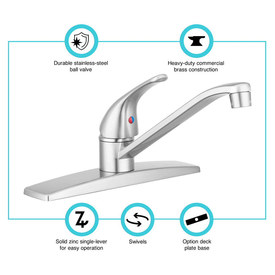 RV Kitchen Sink Faucet Dura Faucet DF-NMK600-SN (Brushed Satin Nickel) Swivel