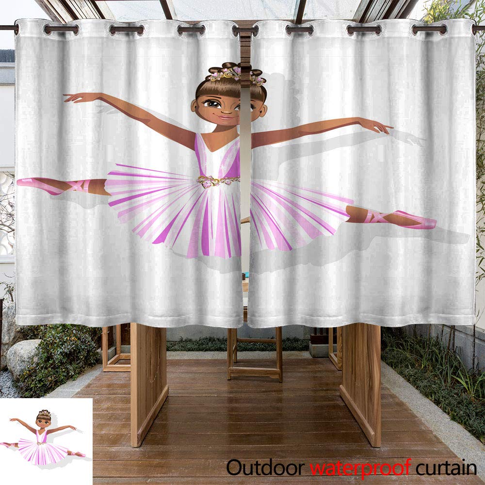 Outdoor Balcony Privacy Curtain WinfreyDecor Sweet Little Ballerina in a Shiny Dress W55 x L72