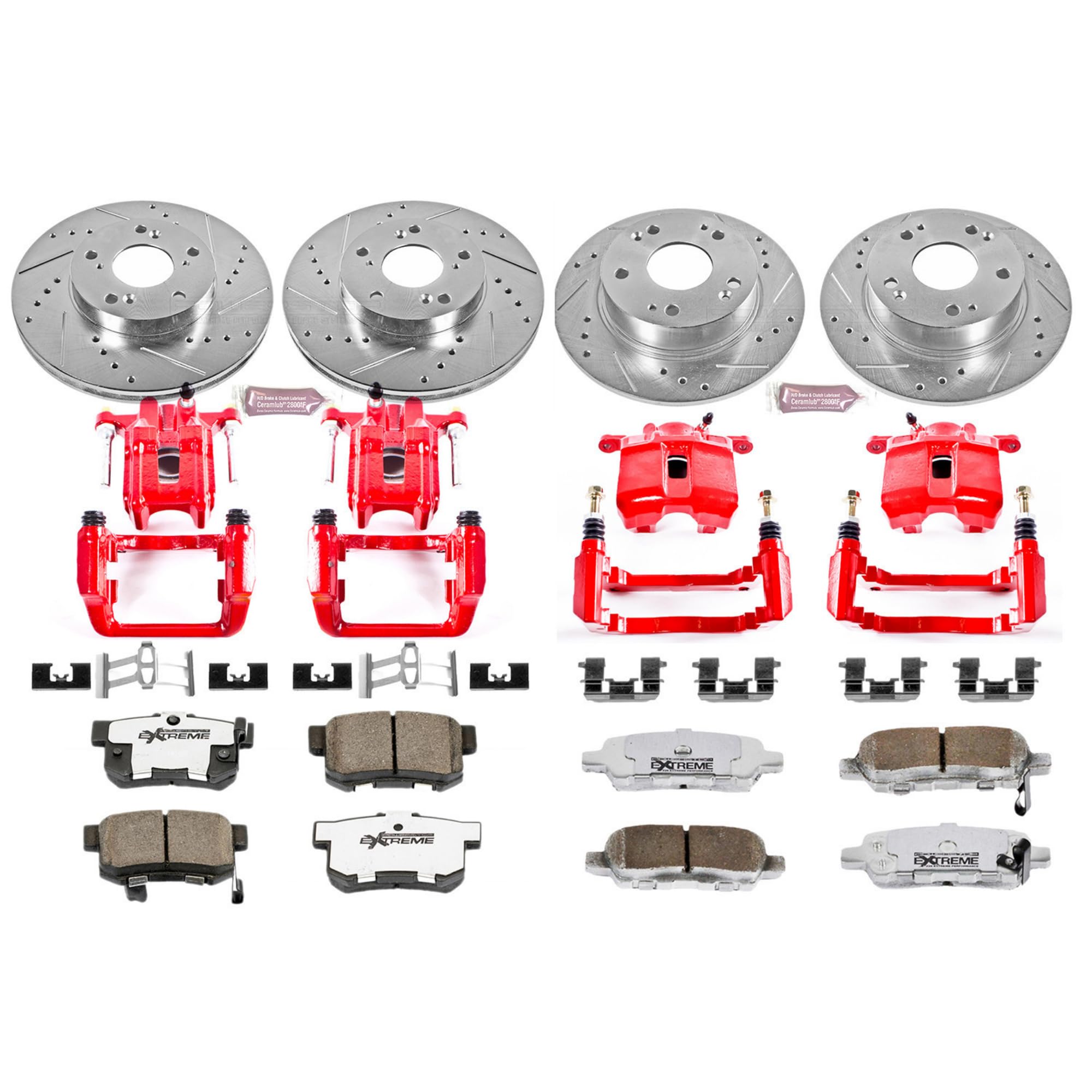 Power Stop KC2297-26 Z26 Street Warrior Front & Rear Brake Kit Acura Honda For Acura TSX 2004-2008, Honda Accord 2003-2007 [Model Specific]