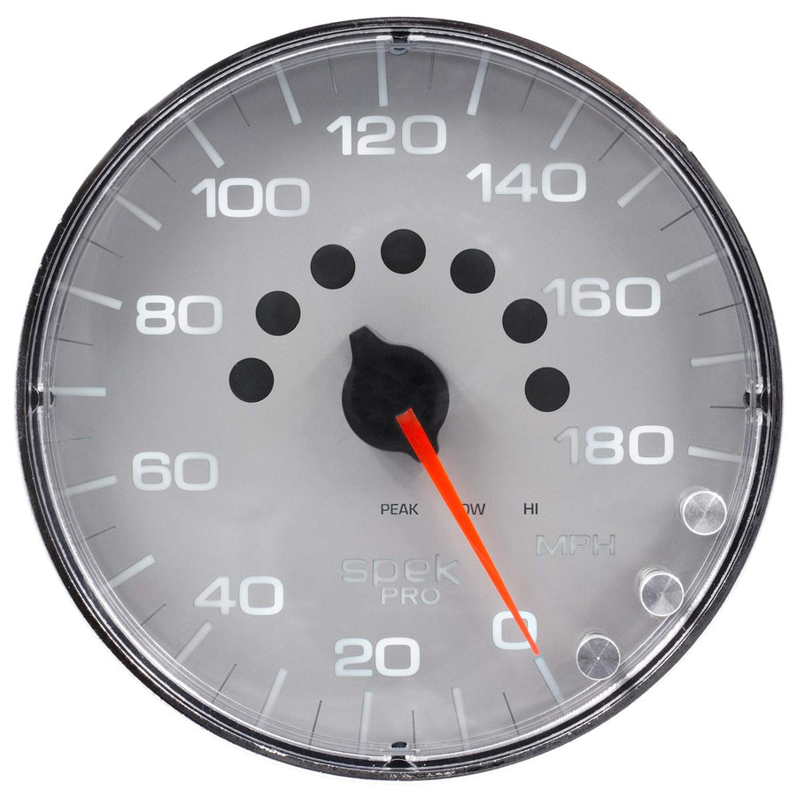 Gauge AUTO METER P230218 Speedometer (Spek-Pro 5", 180 Mph, Elec. Programmable, Silver/Chrome, Spek-Pro)