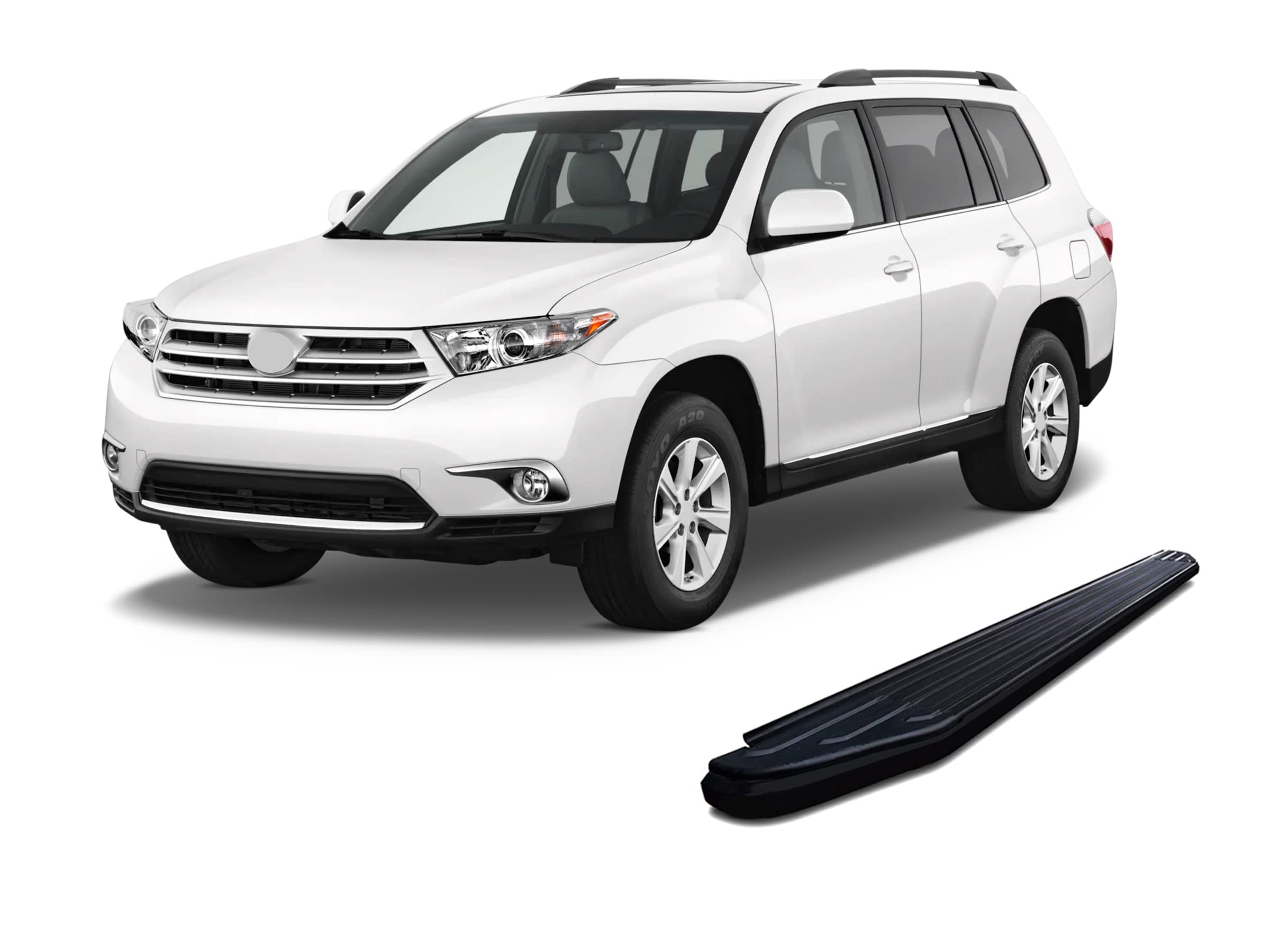 Peerless Black Horse Running Boards Compatible with 2008-2013 Toyota Highlander-PR-TYHGBK Black