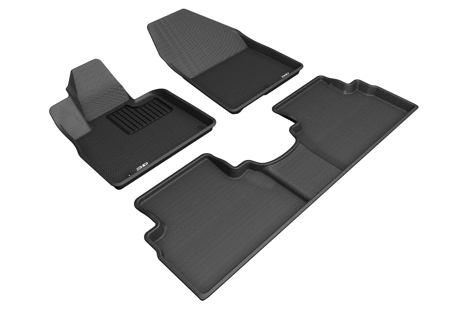 Kagu Floor Mat 3D MAXpider Custom Fit (Black) Compatible with Hyundai Santa Fe 2019-2020 - Full Set