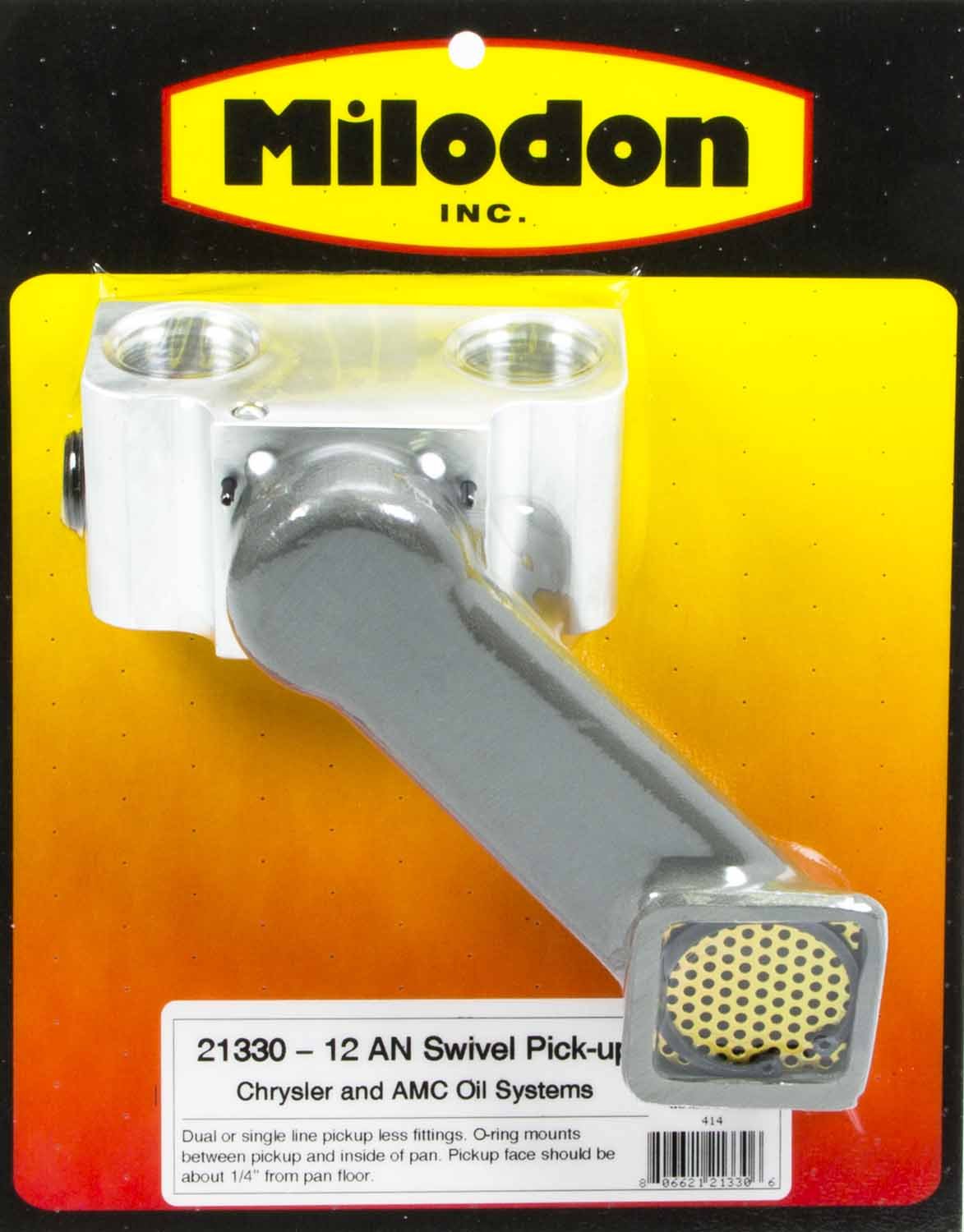 Milodon Swivel Oil Pump Pickup, Bolt-On, External Oil System, Mopar B/RB-Series / 426 Hemi, Each