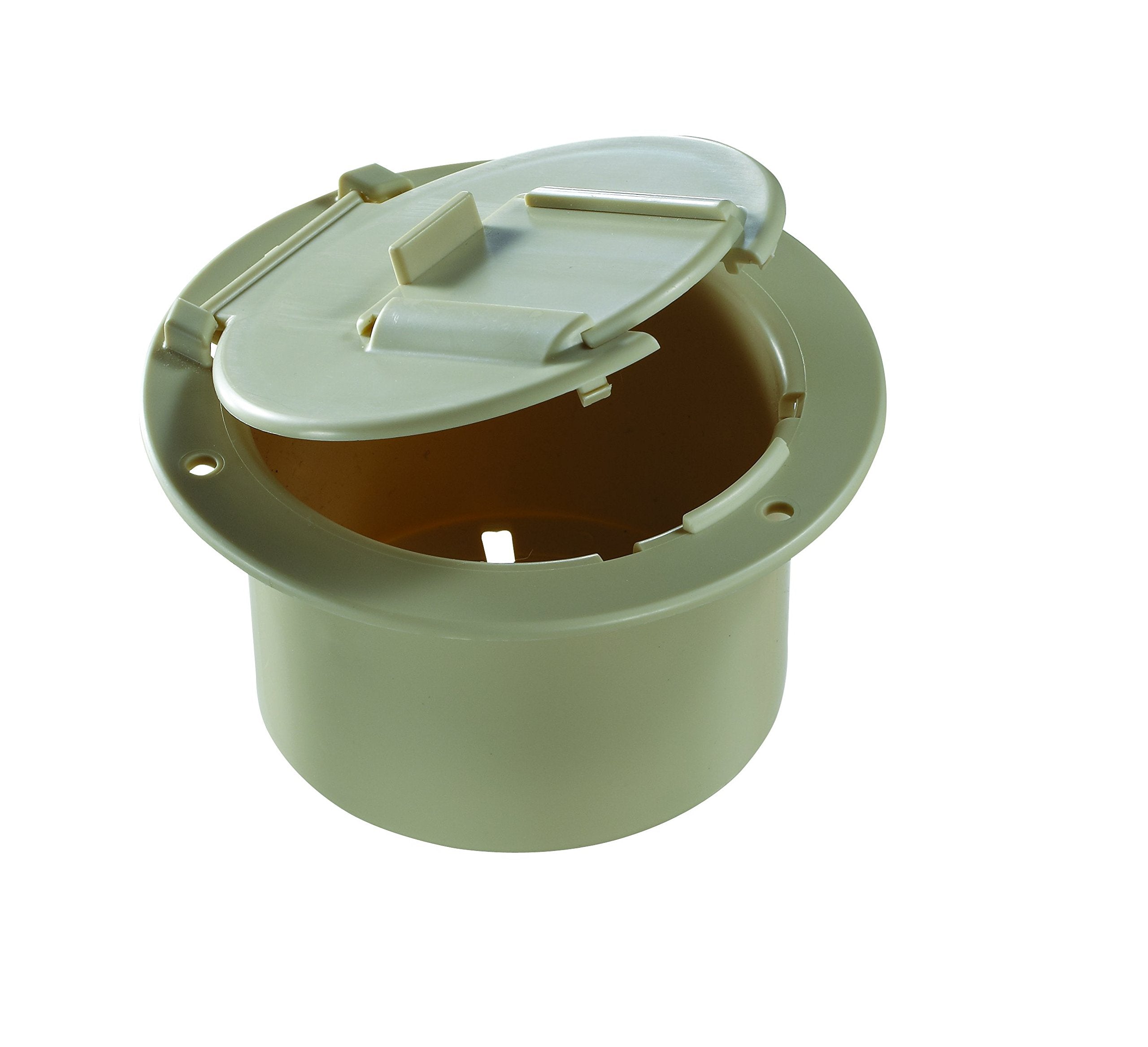 Round Electrical Cable Hatch, RV Designer B132, Low Profile, 4.6 inch Diameter, Colonial White