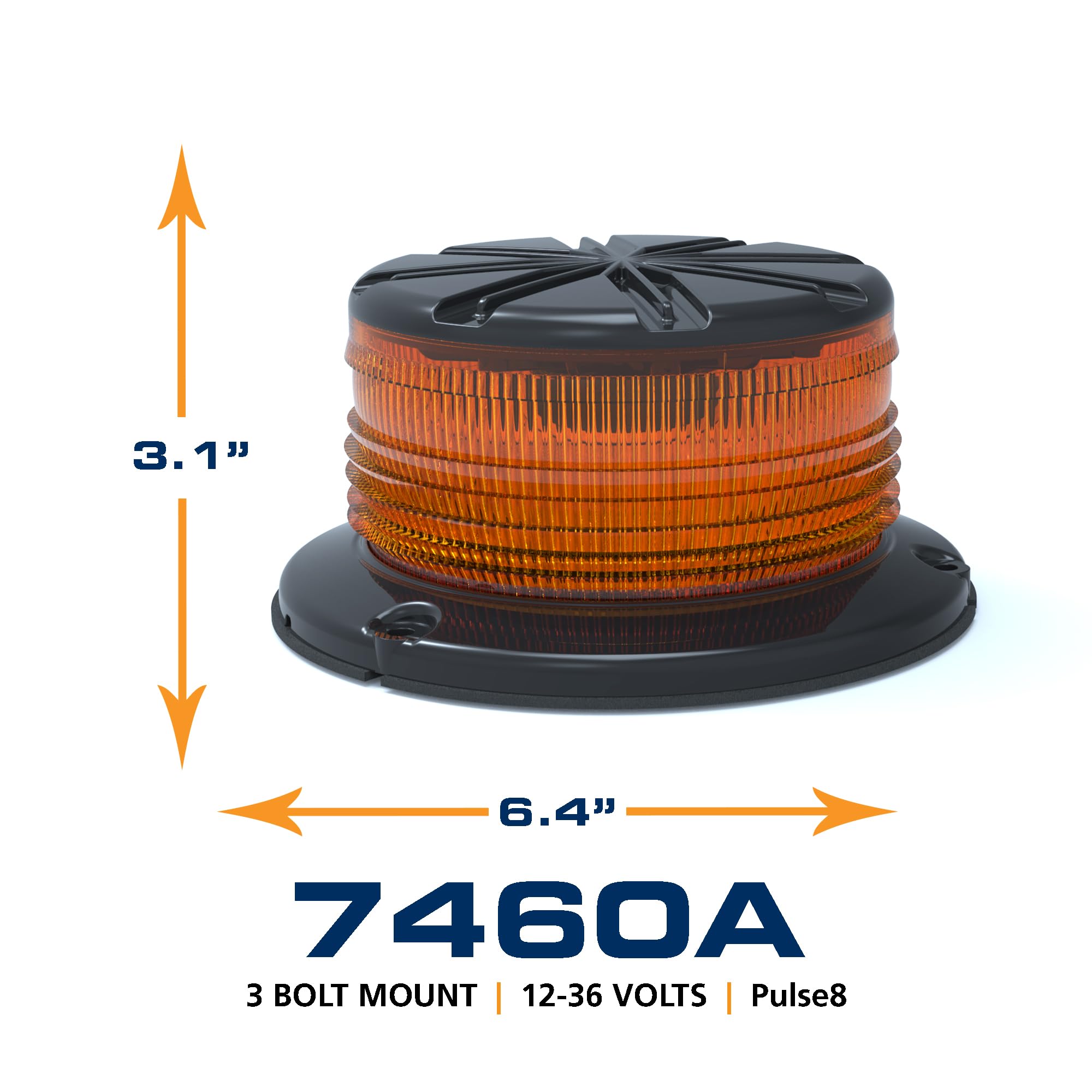 7460A Series ECCO Profile™ 3 Inch LED Beacon - Amber | 12-36VDC | Pulse8 Flash Pattern