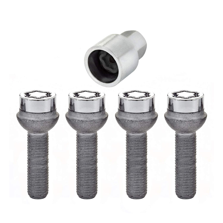 Bolt Style McGard 28023 Chrome Radius Seat Bolt Locks (M12 x 1.5 Thread Size) - Set of 4, 4 Locks / 1 Key