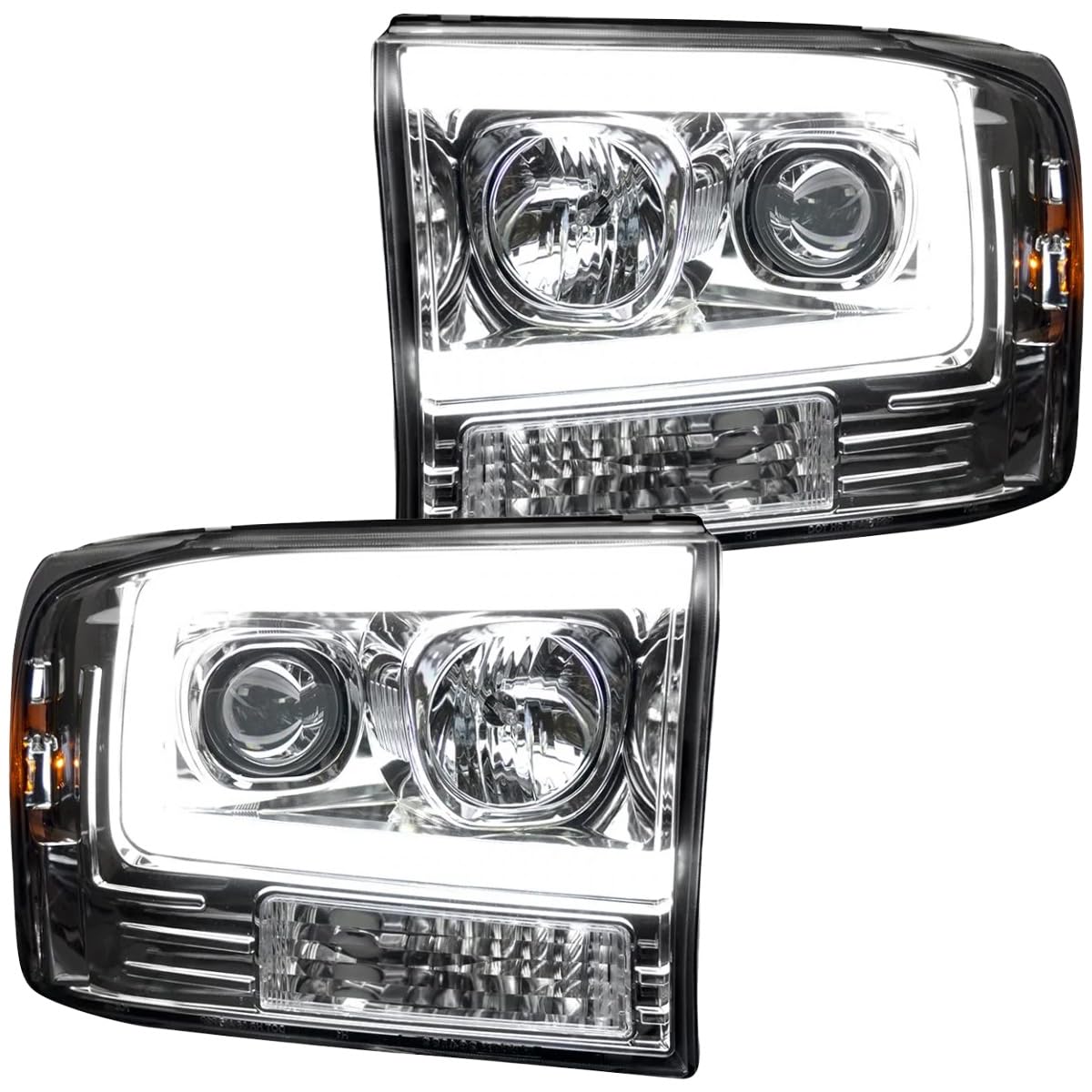 RECON - Projector Headlights Fits 1999-2004 Super Duty (F250 F350 F450 F550) OLED Halos DRL - Clear Lens