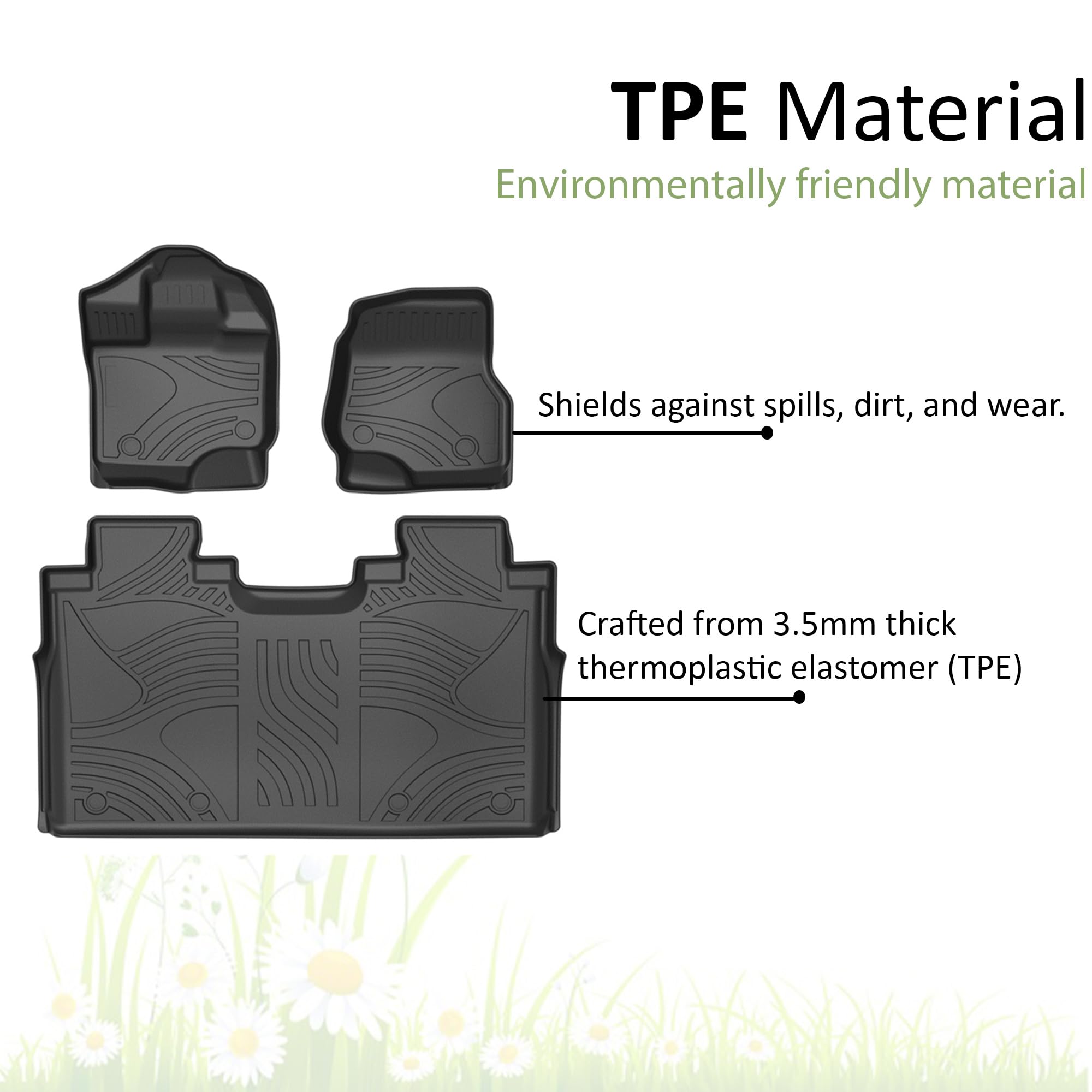 TOTALINER Black Horse Heavy Duty Floor Mat Anti-Skid Black 1.37'' Thickness Compatible with 2015-2022 Ford F-150 SuperCrew Cab-FMFF115