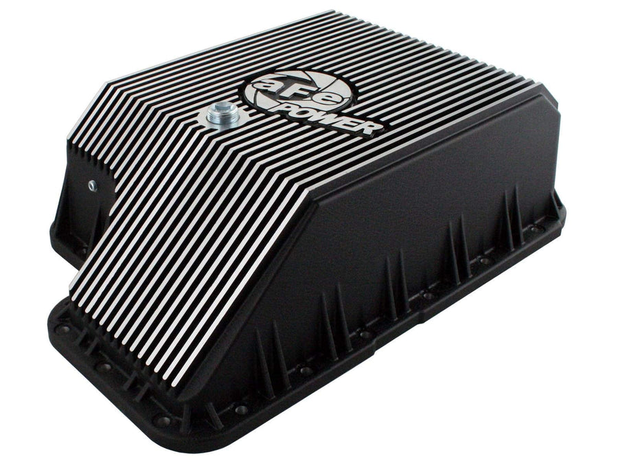 aFe 46-70122-1 Advance Flow Engineering Cov Trans Pan, Ford Dsl Trks 94-10 V8-7.3/6.0/6.4l Blk Machd Fins