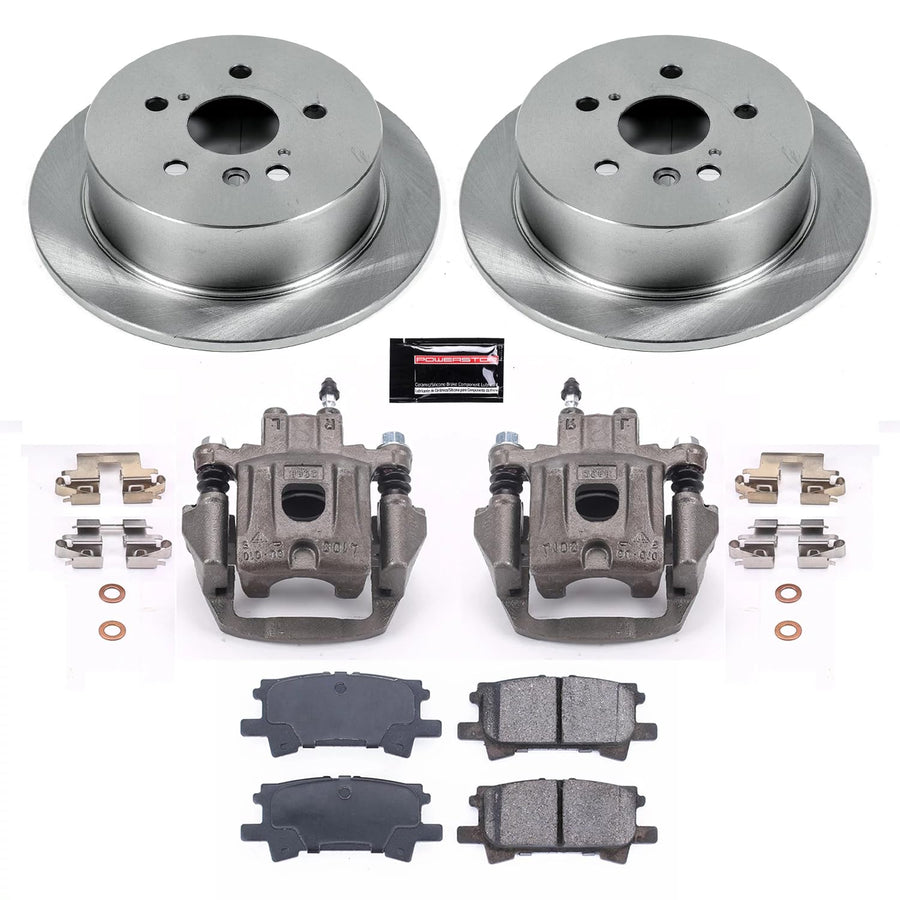 Power Stop KCOE5333A Replacement Autospeciality Rear Caliper Kit- OE Rotors, Ceramic Brake Pads, Calipers For Lexus RX330, Lexus RX350, Lexus RX400h, Toyota Highlander [Model Specific]