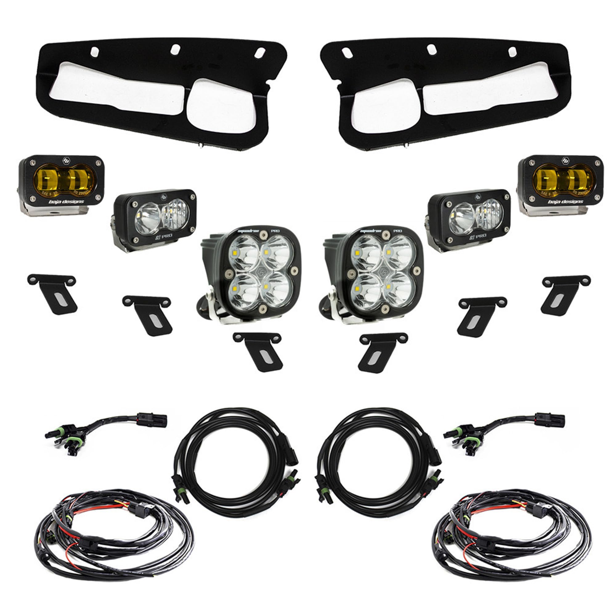 Baja Designs S2 Fog Pocket Kit SAE PRO for Ford Bronco 2021+ Steel Bumper, 6 PCS LED (Amber)