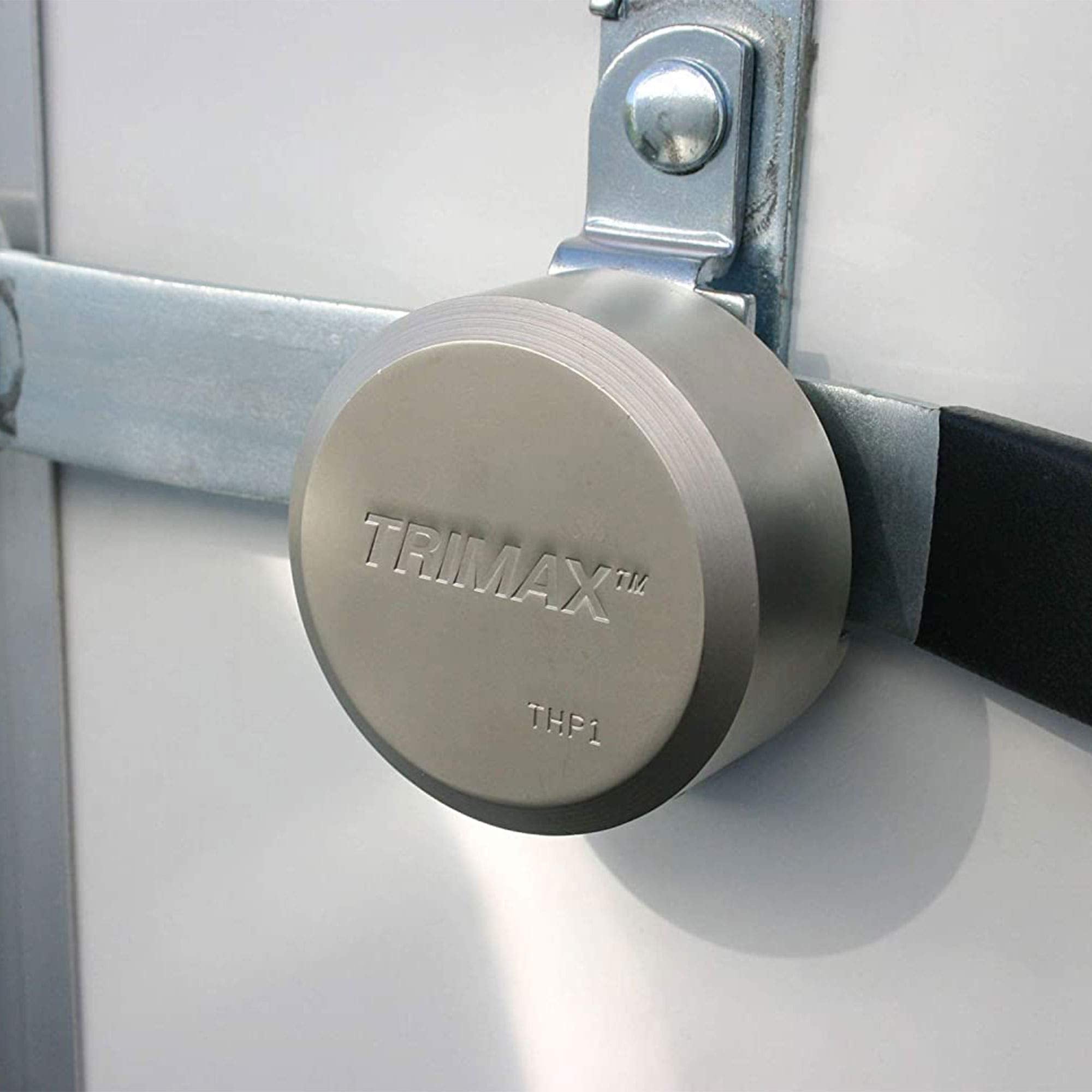 TRIMAX Internal Shackle Hockey Puck Trailer Door Locks Keyed Alike with Enlarged Lock Opening and 3/8-inch Shackle Diameter (2 Pack)