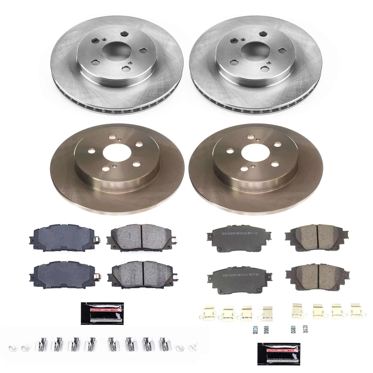 Power Stop KOE8664 Front and Rear Brake Kit-OE Brake Rotors & Ceramic Brake Pads For Toyota Corolla 2020-2022 [Model Specific]