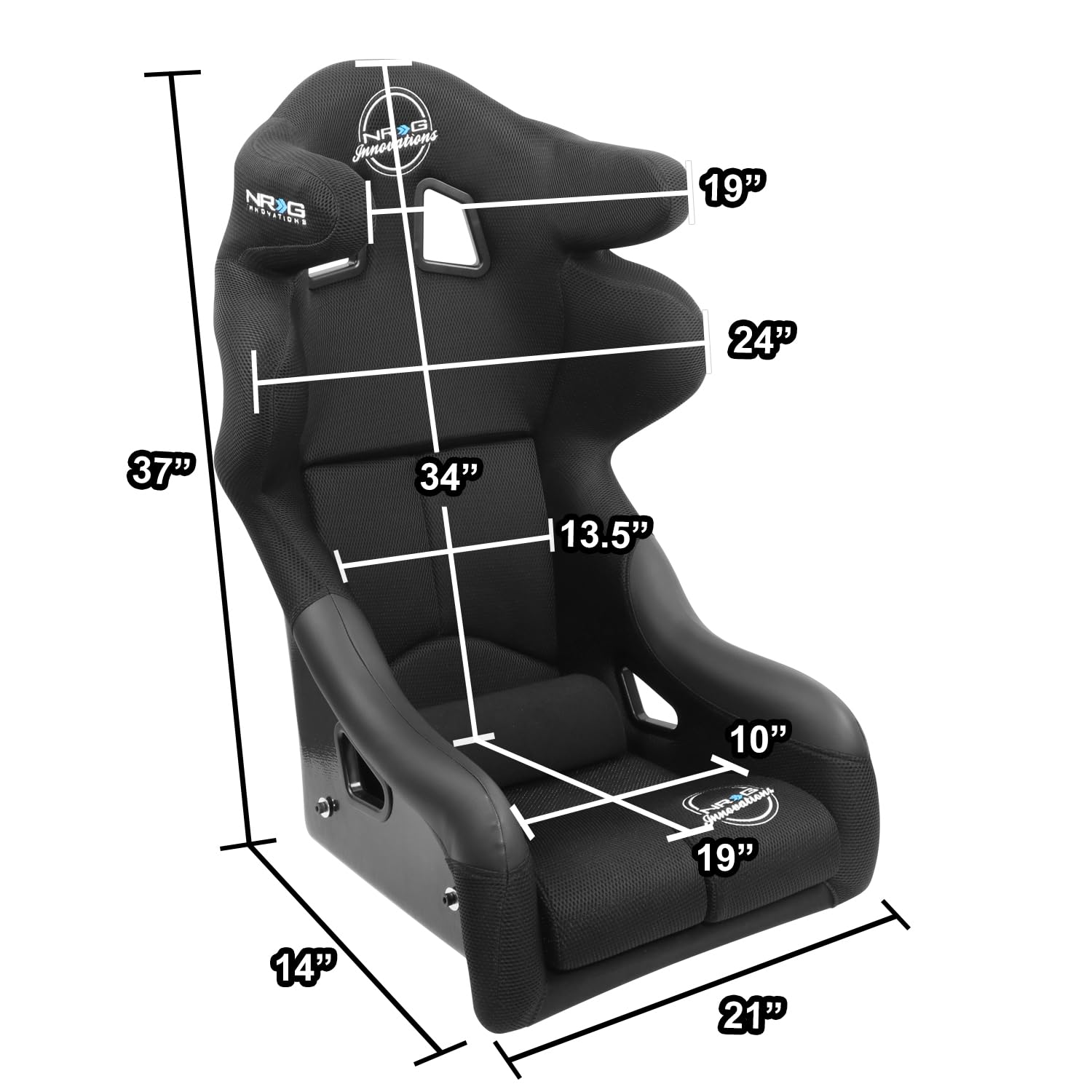 NRG Innovations FIA Competition Seat NRG-FRP-RS600M with Competition Fabric, FIA Homologated, Head Containment, Medium Size