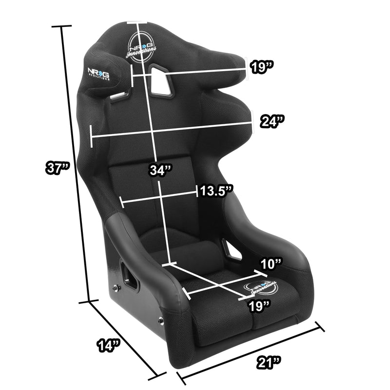 NRG Innovations FIA Competition Seat NRG-FRP-RS600M with Competition Fabric, FIA Homologated, Head Containment, Medium Size