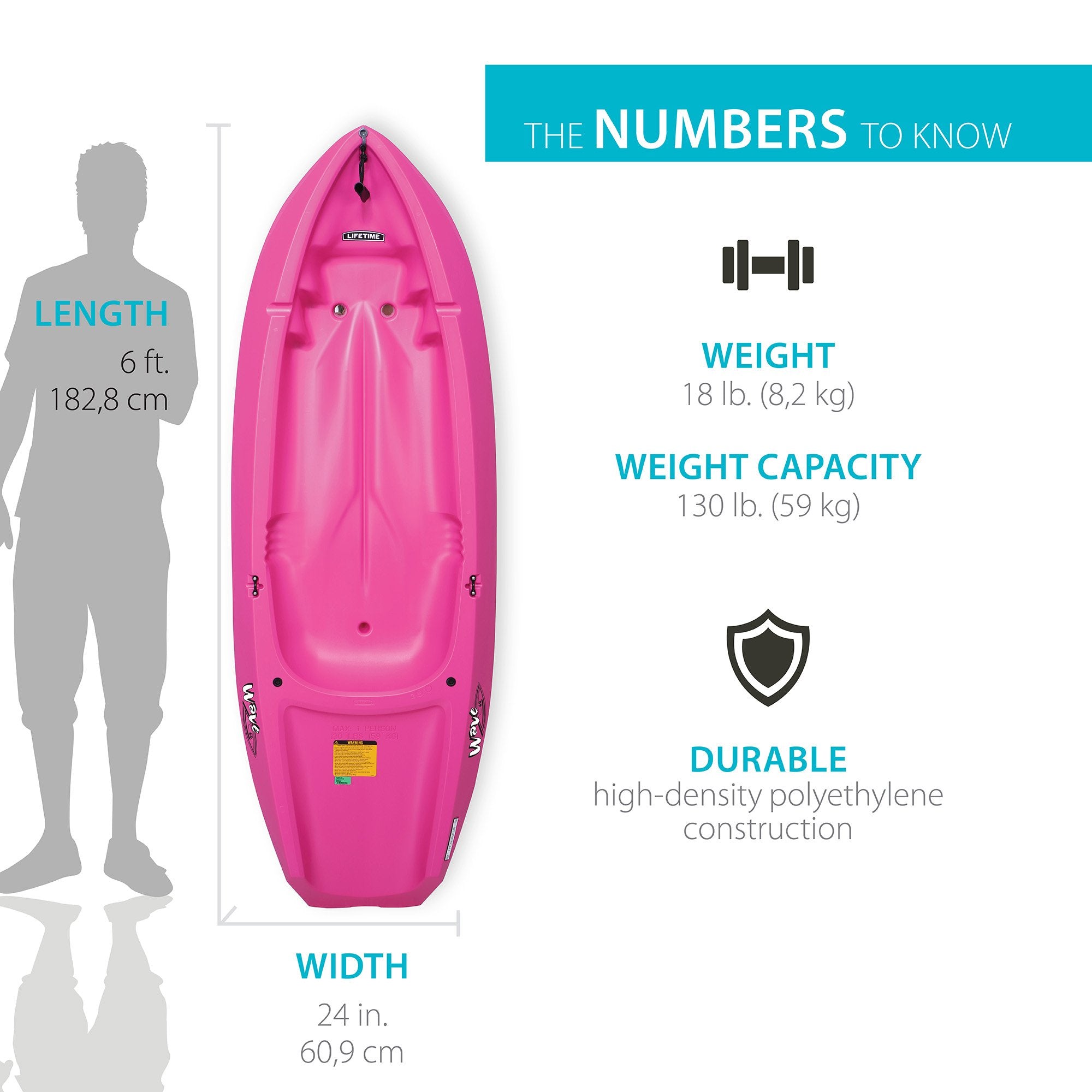 Youth Wave Kayak LIFETIME (Paddle Included, Pink, 6')
