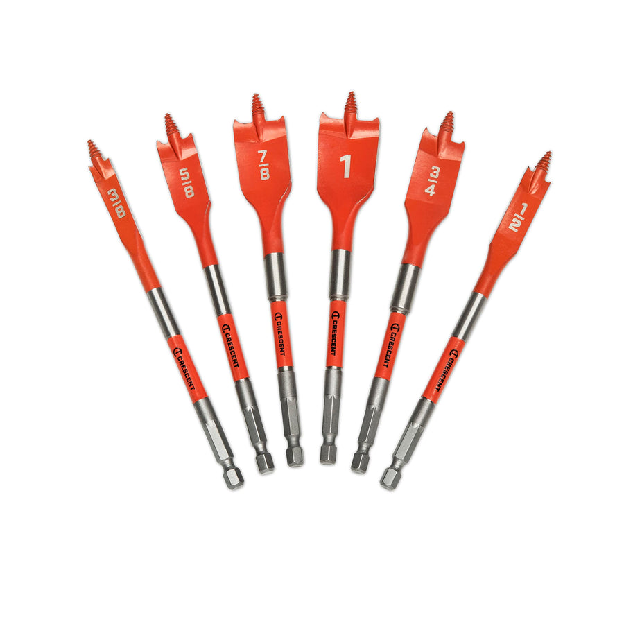 6 Piece Crescent Screw Point Paddle Drill Bit Set,6" | CDSPSET-6