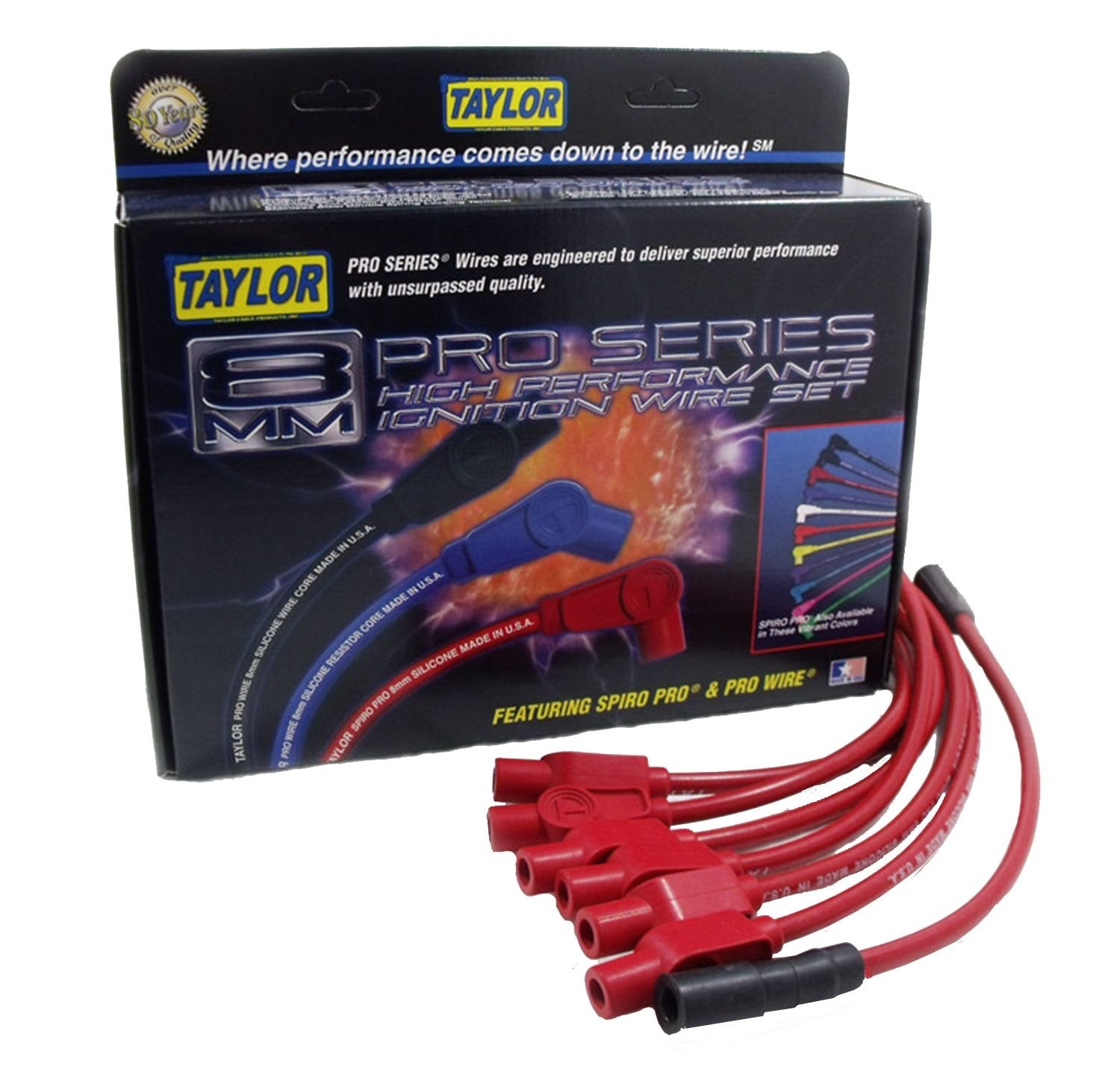 8mm Taylor Cable Spiro-Pro Custom 74248 6 cyl red