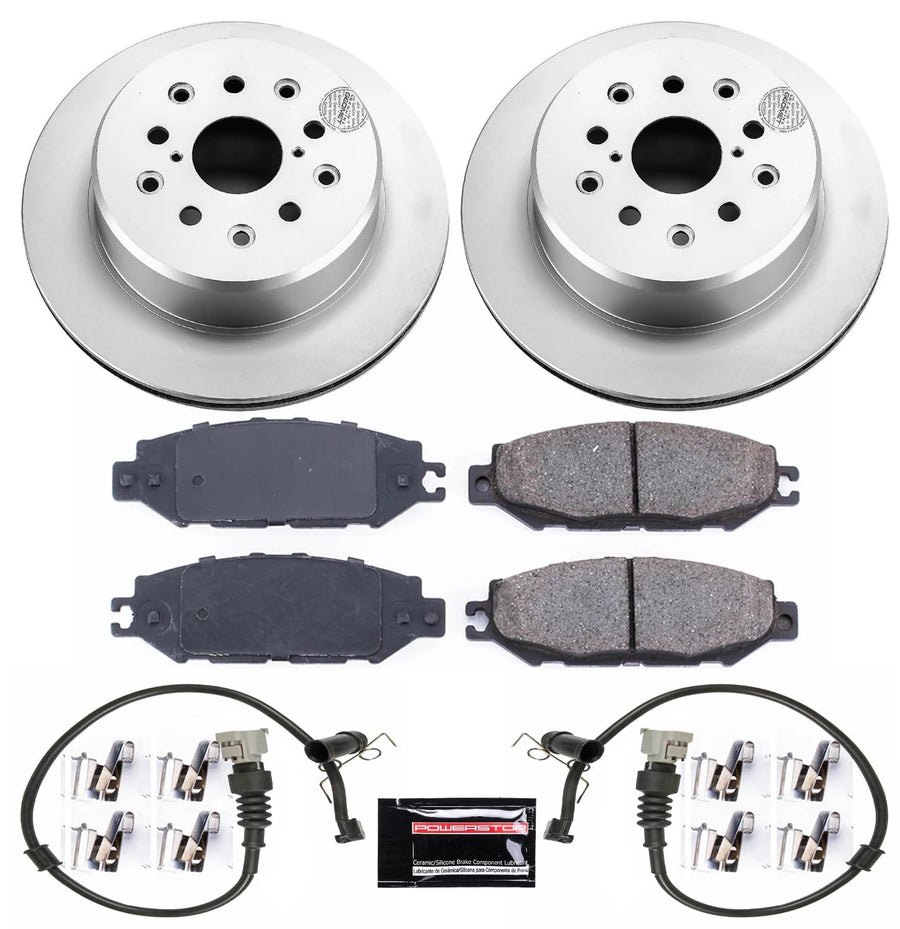 Power Stop CRK5061 Brake Rotor Coated and Ceramic Brake Pads- Rear For Lexus LS400 1995-2000 [Model Specific]