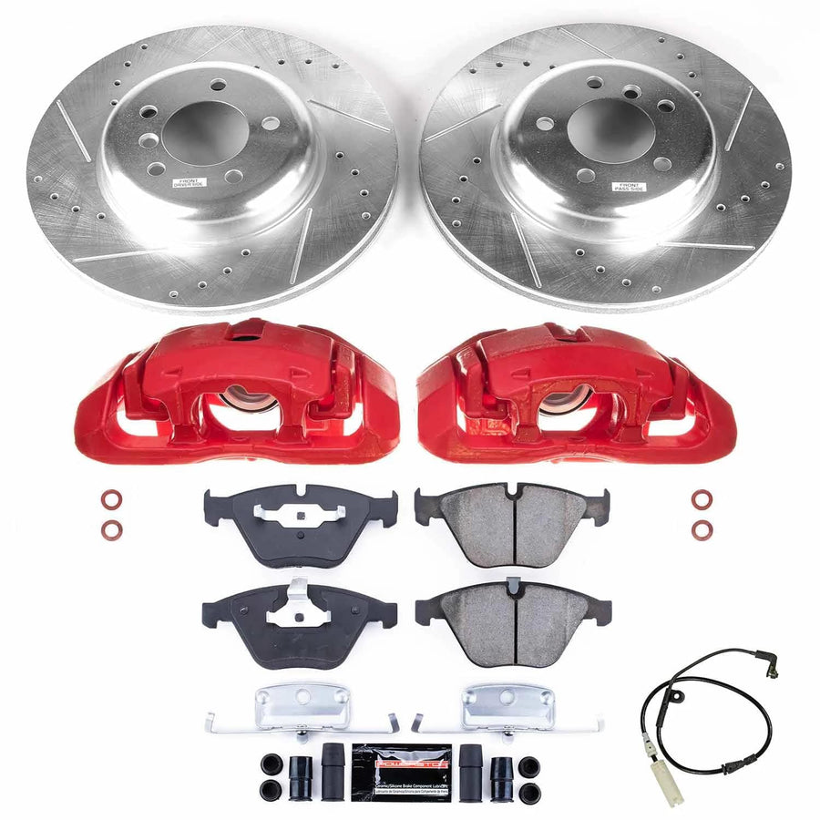 Power Stop Z23 KC2918 FrontBrake Caliper Kit-Drilled/Slotted Rotors, Carbon Ceramic Brake Pads, Calipers For BMW 535i, BMW 545i, BMW 550i, BMW 645Ci, BMW 650i [Model Specific]