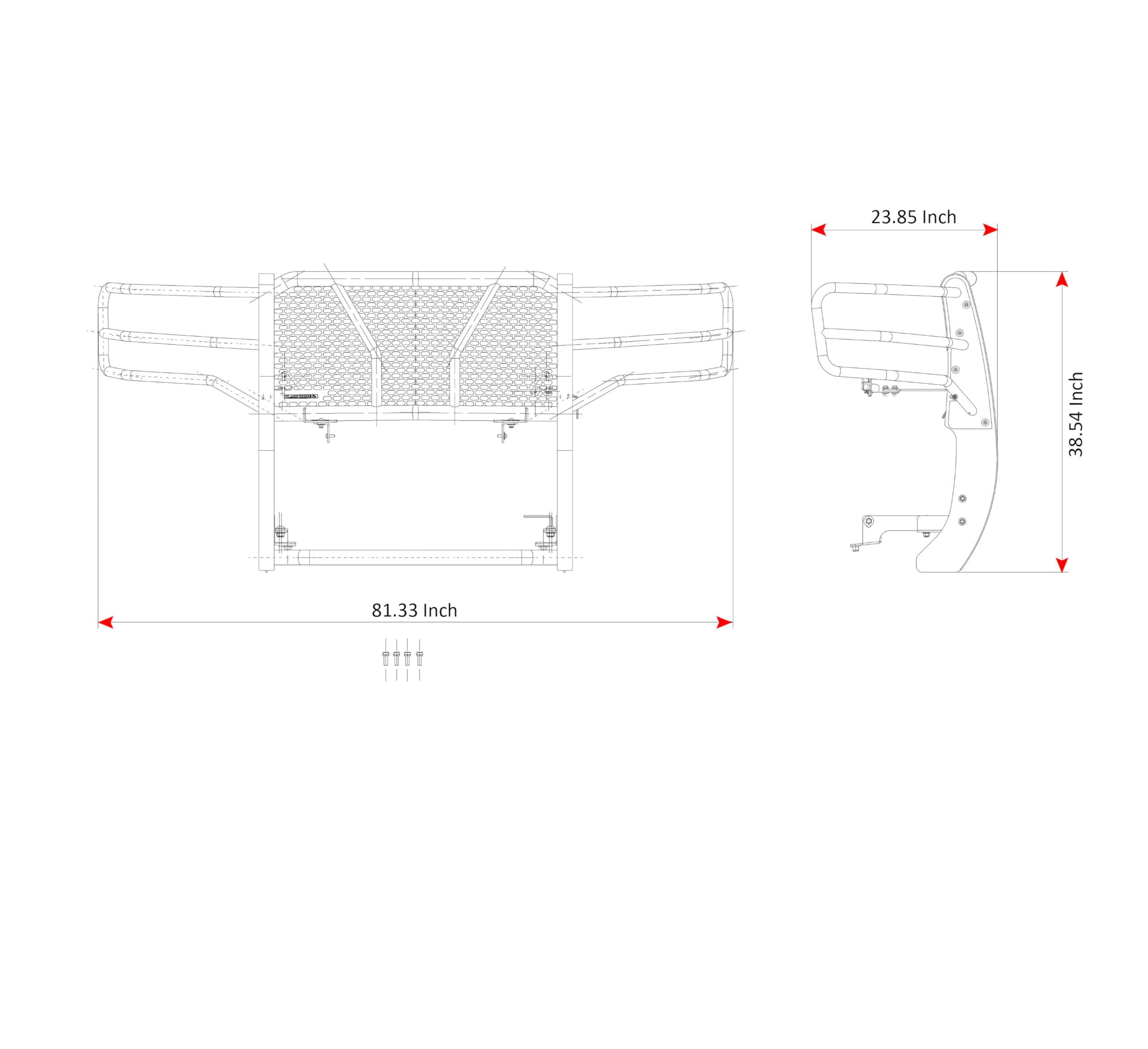 Heavy Duty Black Horse Rugged Grille Brush Bumper Guard Modular Black Come with Pair of 5.3" Dia.LED Lights with Black Trim Rings Compatible with 2015-2019 GMC Sierra 2500 HD/3500 HD-RU-GMSI15-B-PLFB