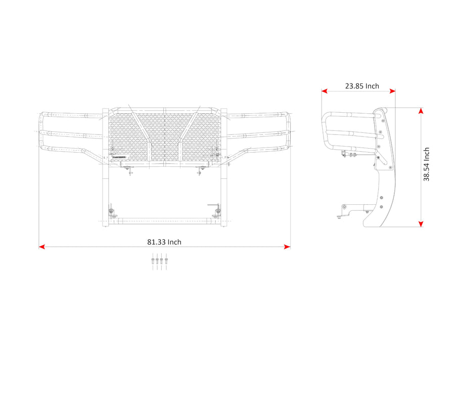Heavy Duty Black Horse Rugged Grille Brush Bumper Guard Modular Black Come with Pair of 5.3" Dia.LED Lights with Black Trim Rings Compatible with 2015-2019 GMC Sierra 2500 HD/3500 HD-RU-GMSI15-B-PLFB