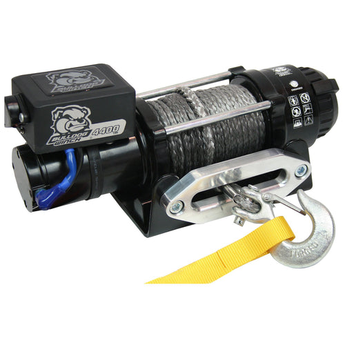 Winch BULLDOG 15020 Trailer (4400lb Trailer/Utility with 50 Ft. Synthetic Rope, CNC Billet Aluminum Hawse Fairlead, Mounting Plate, Low Profile), 1 Pack