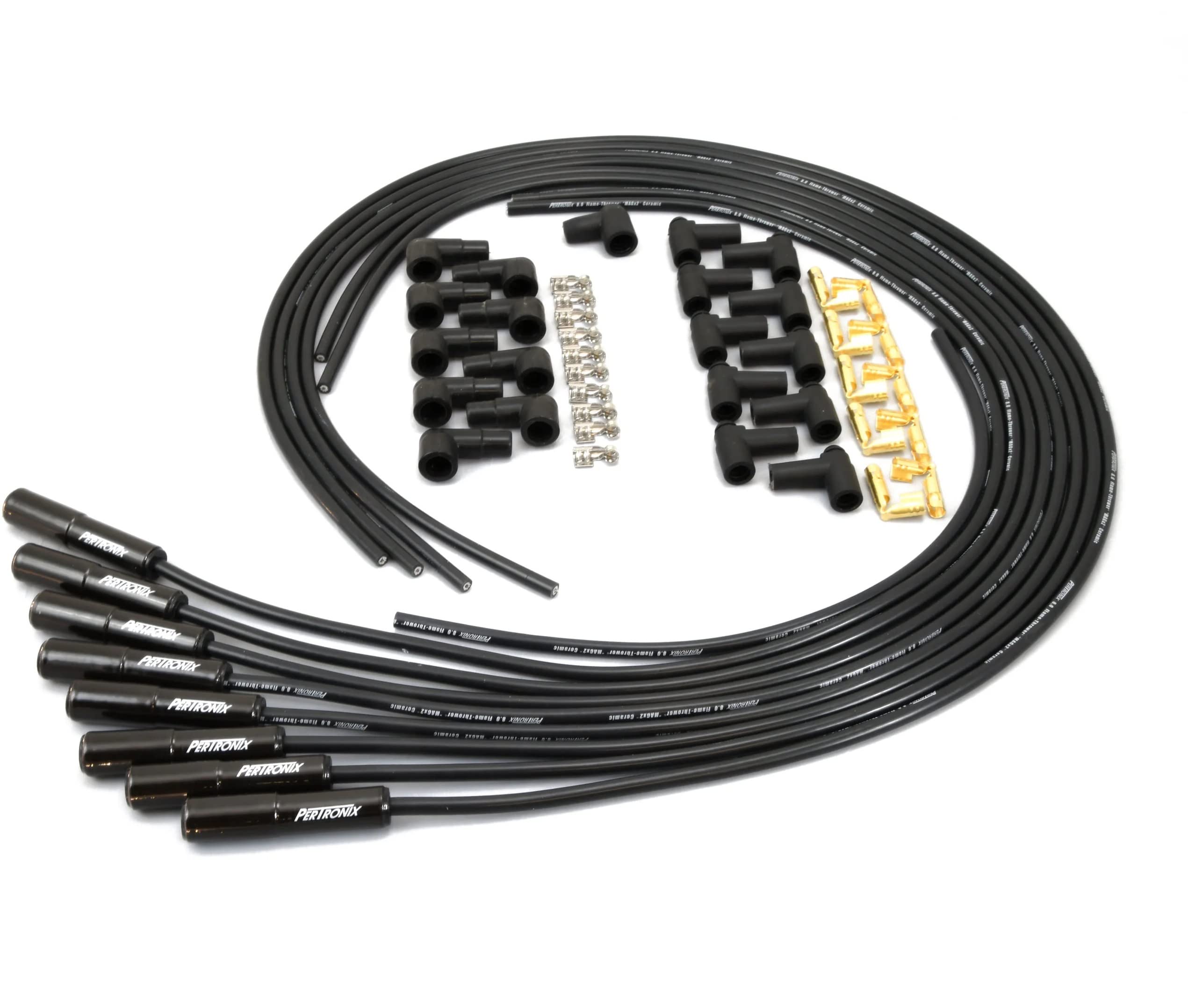 Flame-Thrower PerTronix 828280HT 8MM Black Spark Plug Wires Universal Fit 8 Cylinder with Black Ceramic Boot