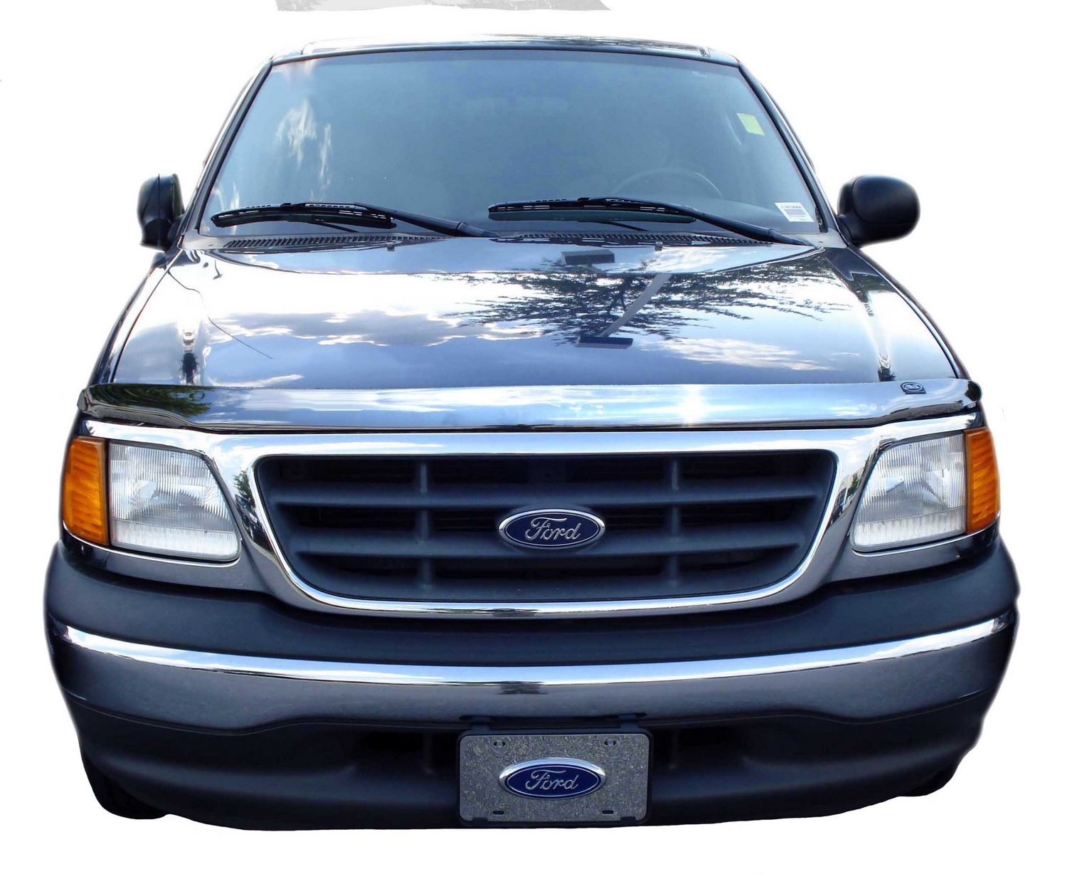 Chrome Hood Shield / Protector Auto Ventshade [AVS] | Fits 1997 - 2003 Ford F-150 & F-250, 1997 - 2002 Expedition | Medium Profile Bug Deflector - 1 pc., Chrome | 680513
