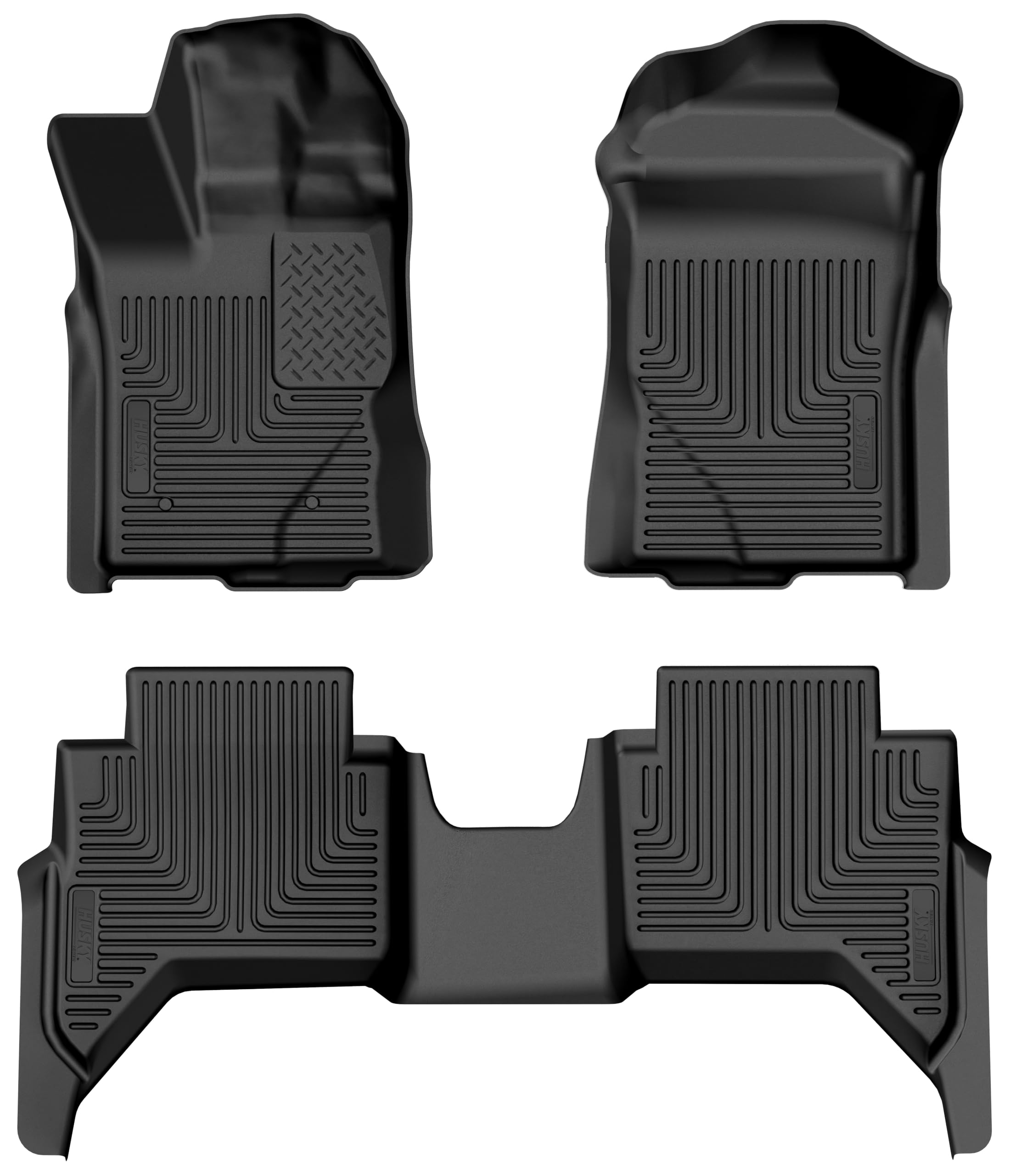 Weatherbeater Husky Liners Floor Mats | Fits 2024-2025 Ford Ranger SUPERCREW CAB ONLY | Front & 2nd Row, 3-pc Black - 94171