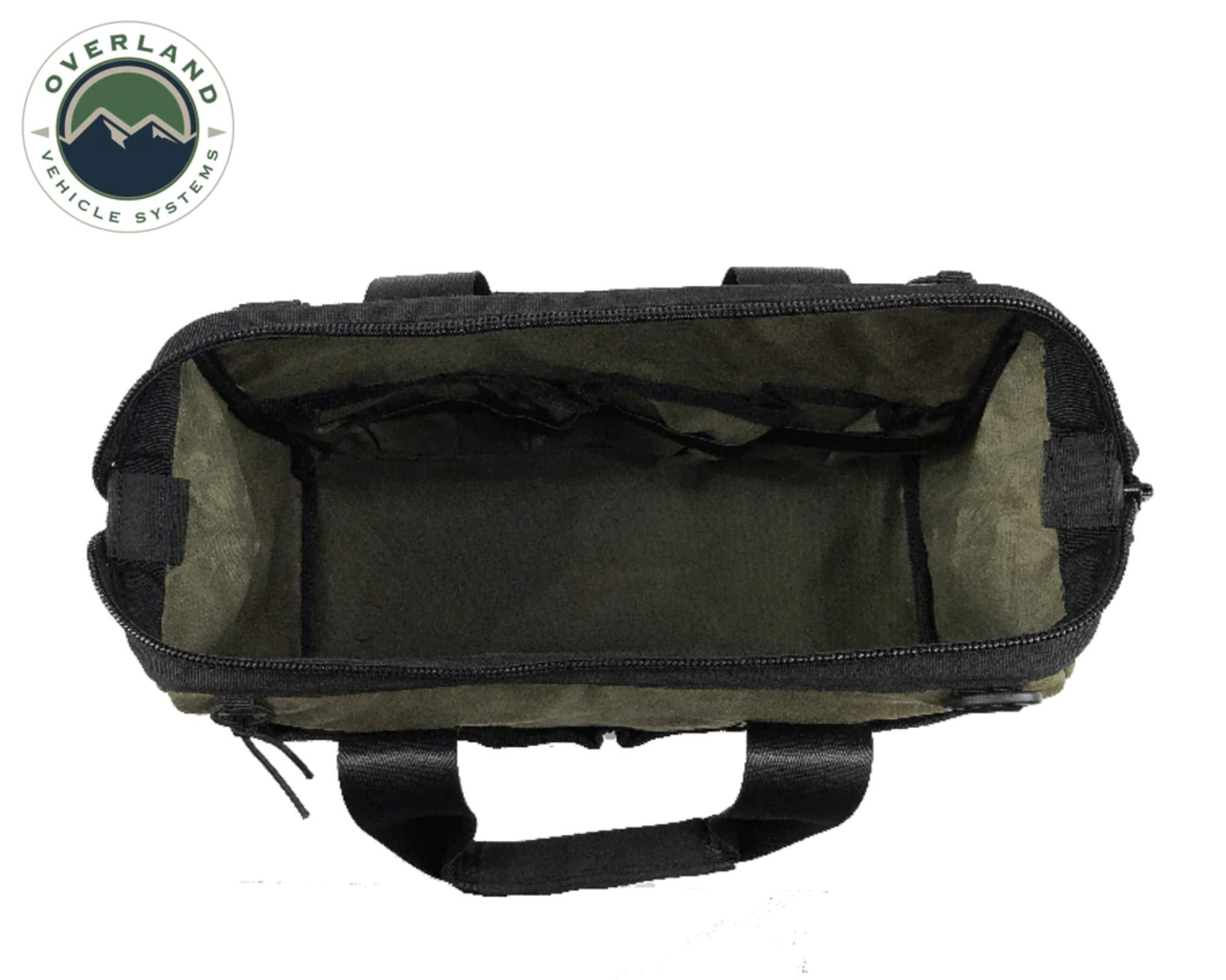 All Purpose Tool Storage Bag - Overland Vehicle Systems #16 Waxed Canvas - Infused with Paraffin Wax Waterproofing - Storage for Tools, Recovery Gear, and about anything