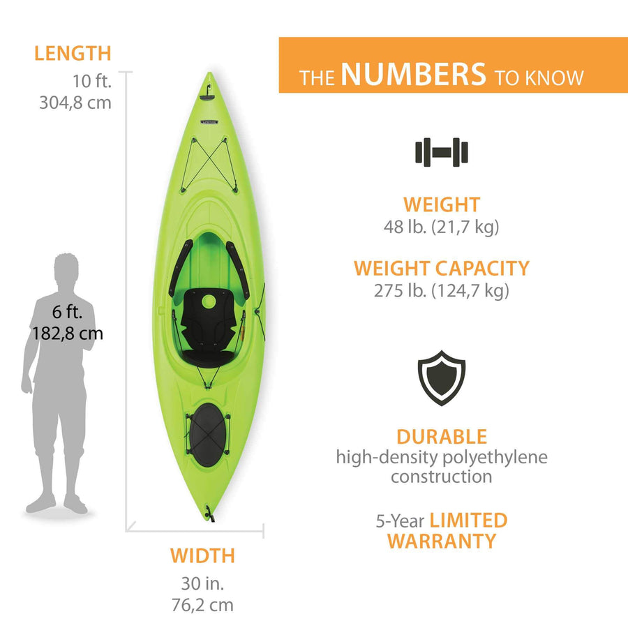 Guster Emotion Sit-Inside Kayak, Lime Green, 10'