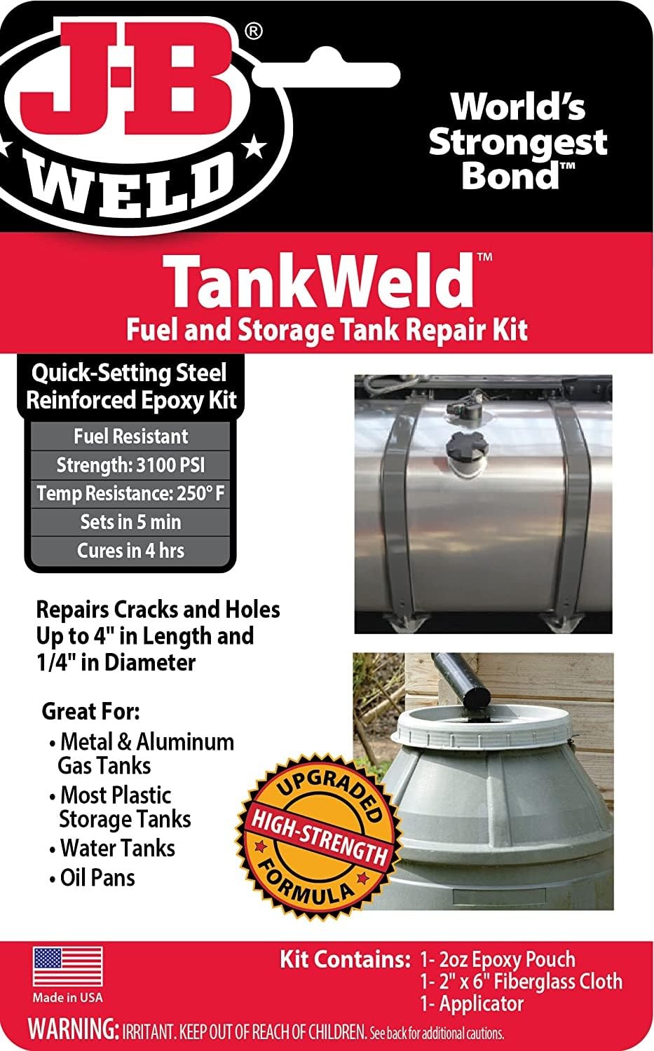 Metal J-B Weld 2110 Fuel Tank Repair Kit, Gray