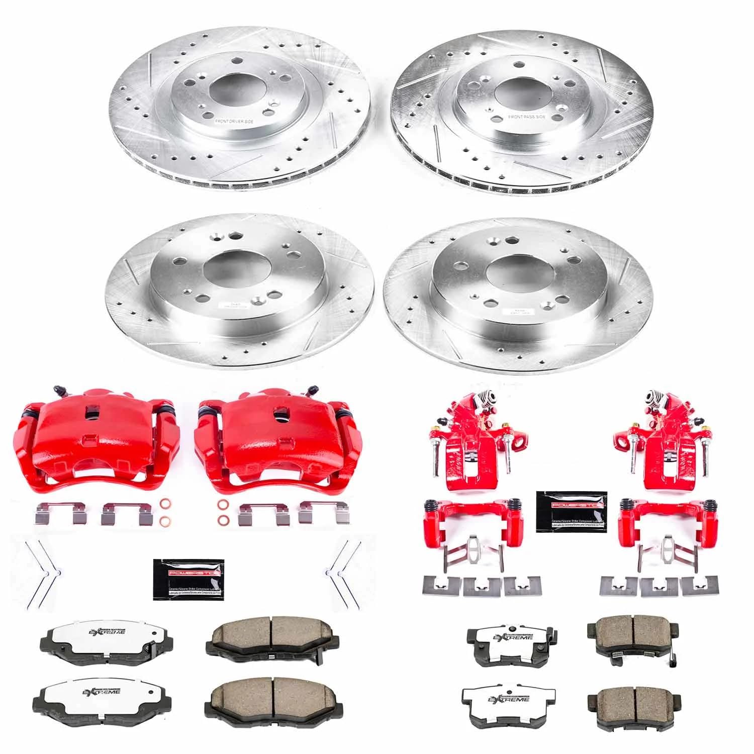 Power Stop Z26 Street Warrior Brake Kit Front & Rear Acura Honda For Acura ILX 2013-2015, Honda Civic 2012-2015 [Model Specific]