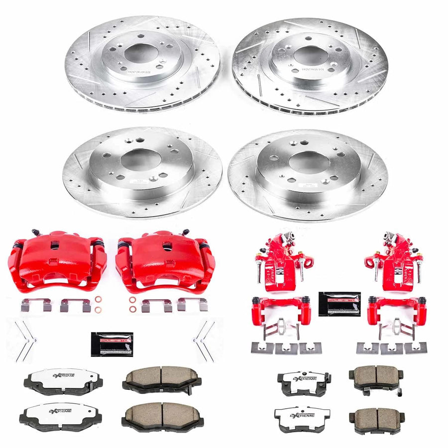 Power Stop Z26 Street Warrior Brake Kit Front & Rear Acura Honda For Acura ILX 2013-2015, Honda Civic 2012-2015 [Model Specific]