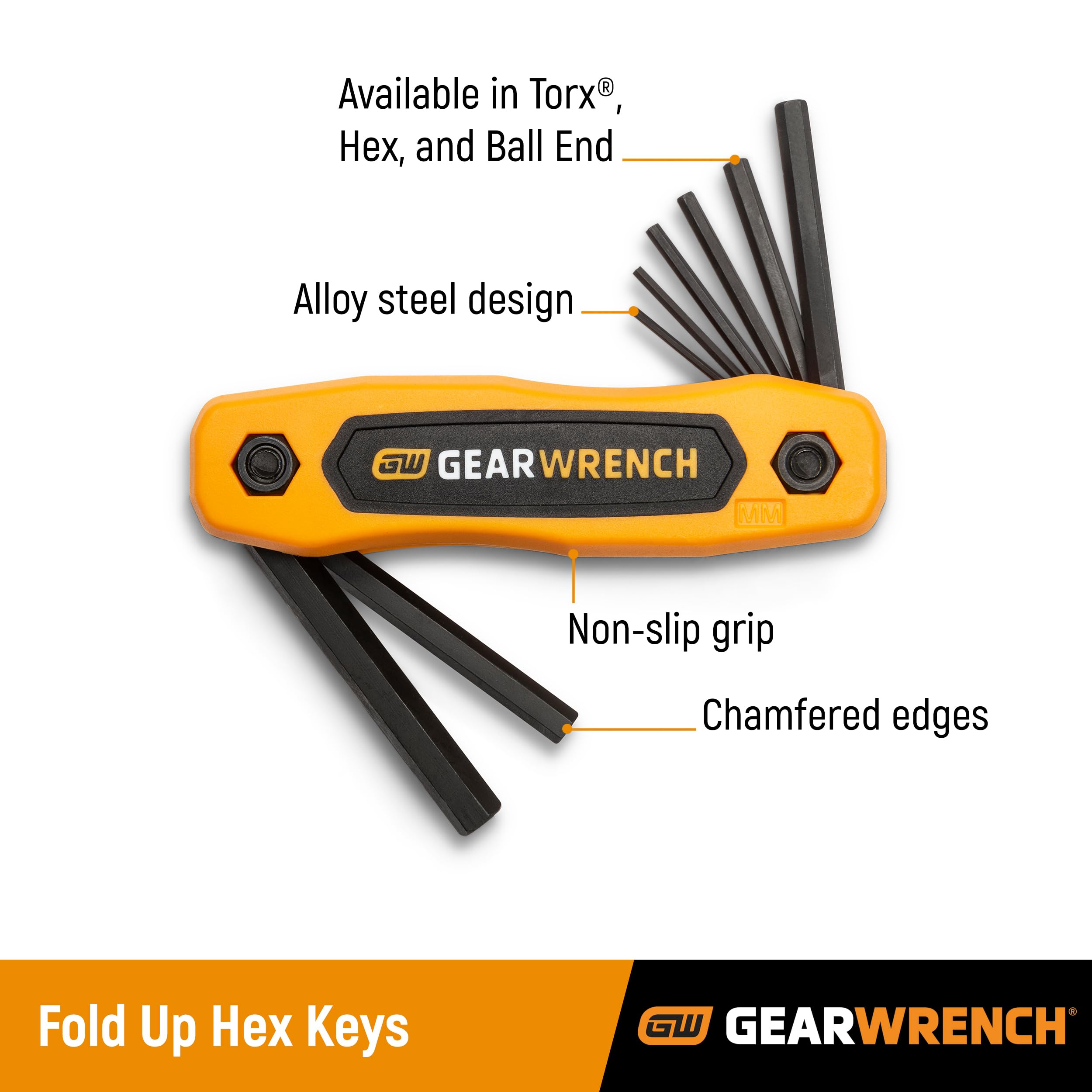 17 Piece GEARWRENCH SAE/Metric Ball End Folding Hex Key Set - 83511