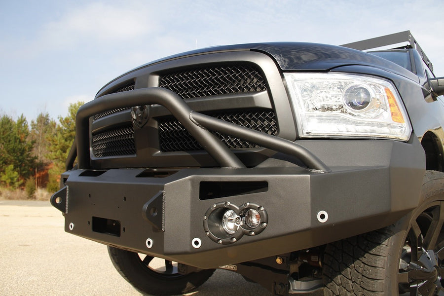 Fab Fours Premium Winch Front Bumper DR13-F2952-1 2 Stage Black Powder Coated w/Pre-Runner Grill Guard w/Sensors