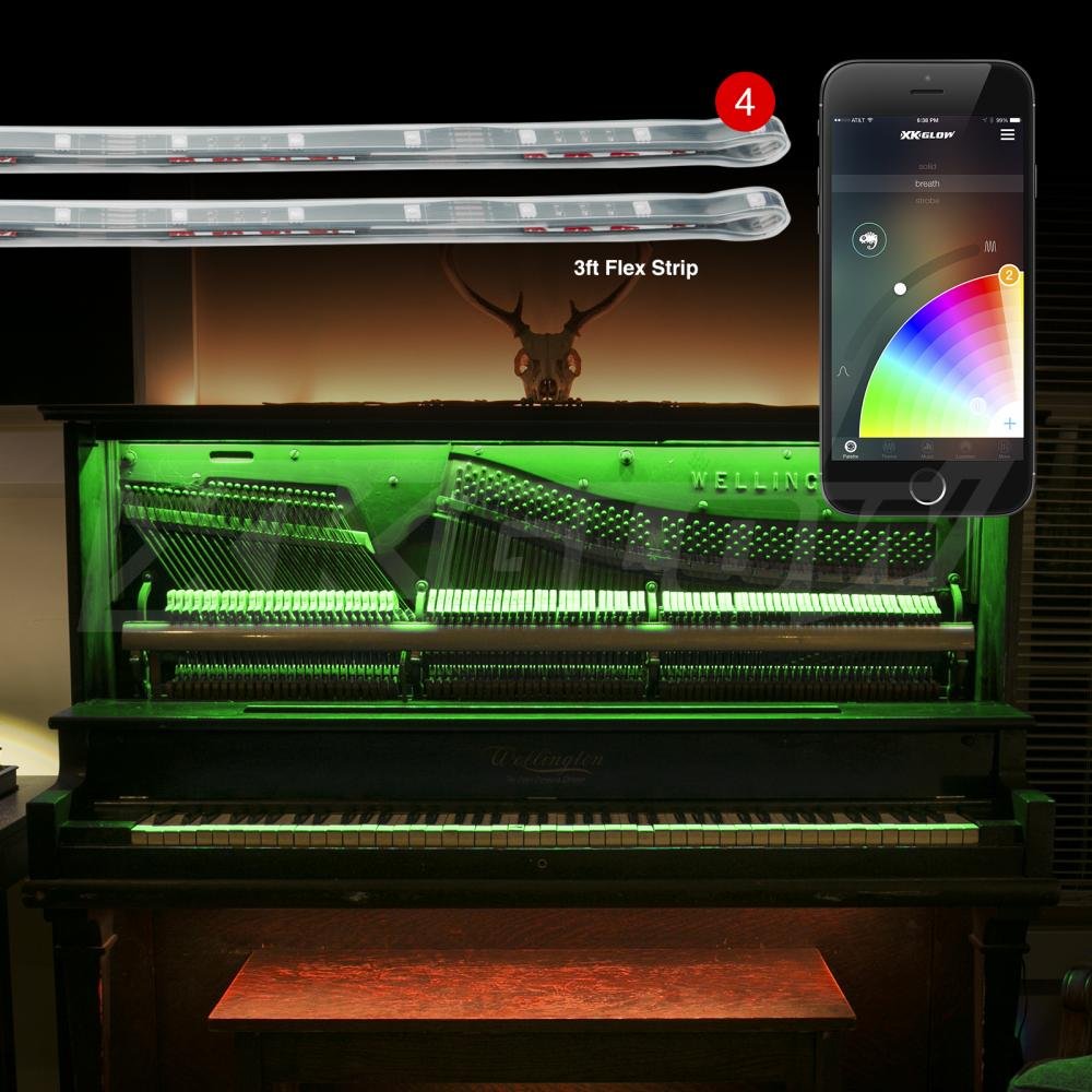 XKGLOW 8x3ft XK-Home-S-STA Flex Strip Million Color XKCHROME Smartphone App Controlled Home Indoor & Outdoor LED Light Kit