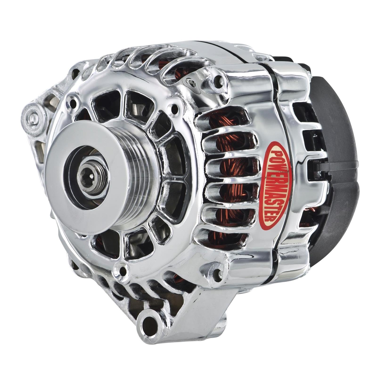 Alternator Powermaster 382081 (GM CS130D Chrome 165A 6 grv Pulley Offset Left Mtg 1-Wire or OE Hookup), 1 Pack