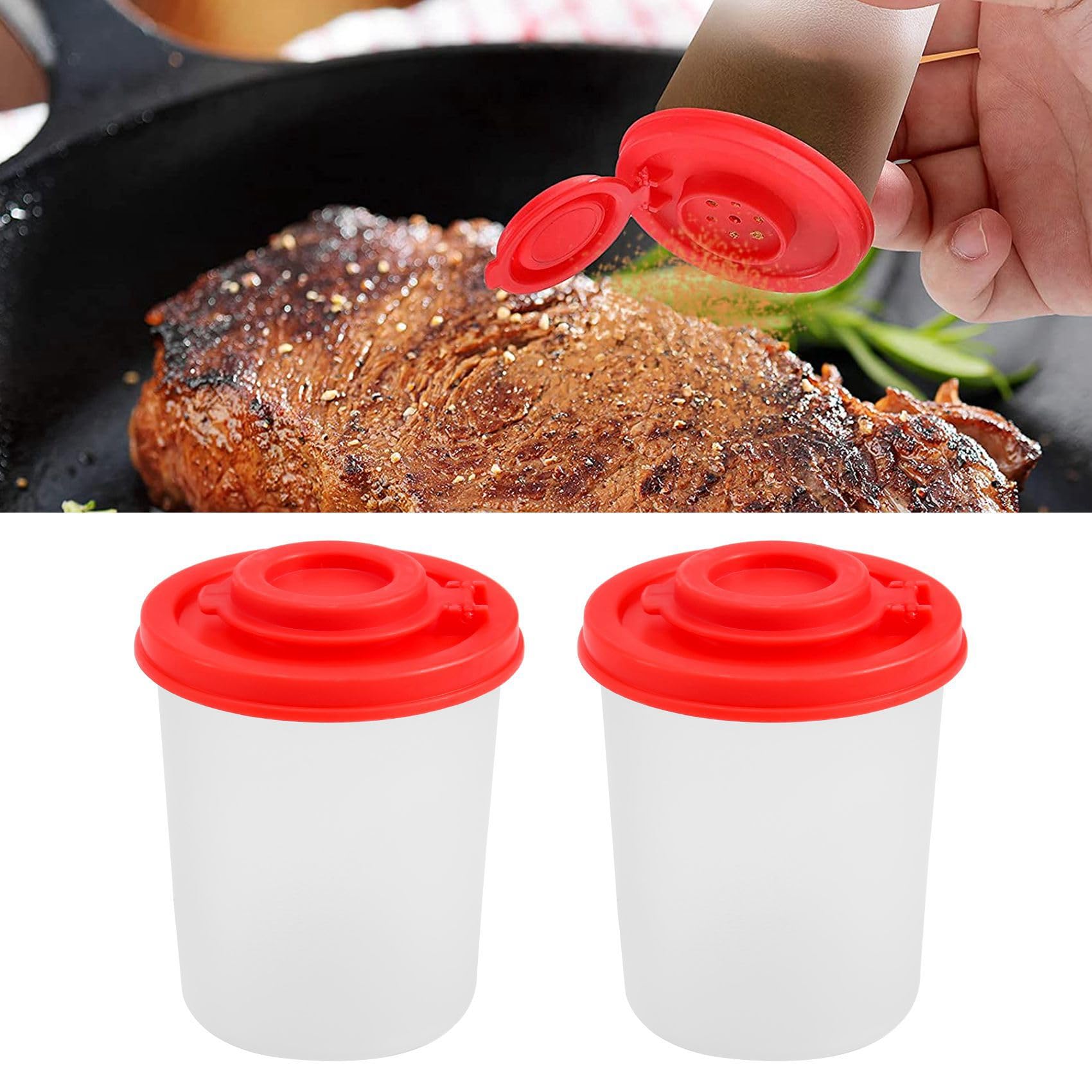 24 Pieces Bdfhjln Salt and Pepper Shakers A Moisture Proof Salt Shakers with Red Lids Plastic Airtight Lids Dispenser Jars
